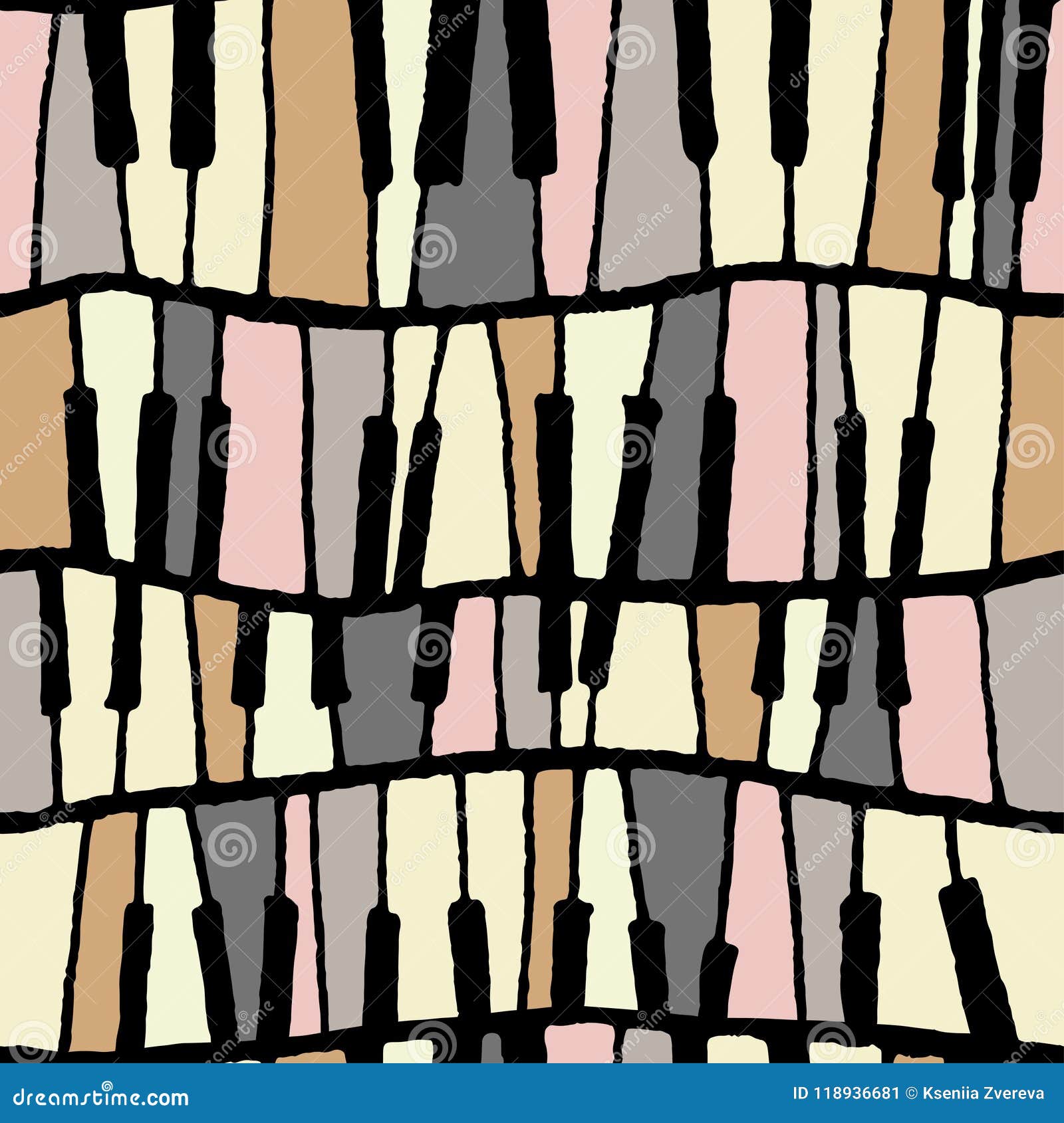 Seamless Vector Piano Pattern in Beige Tones Stock Vector