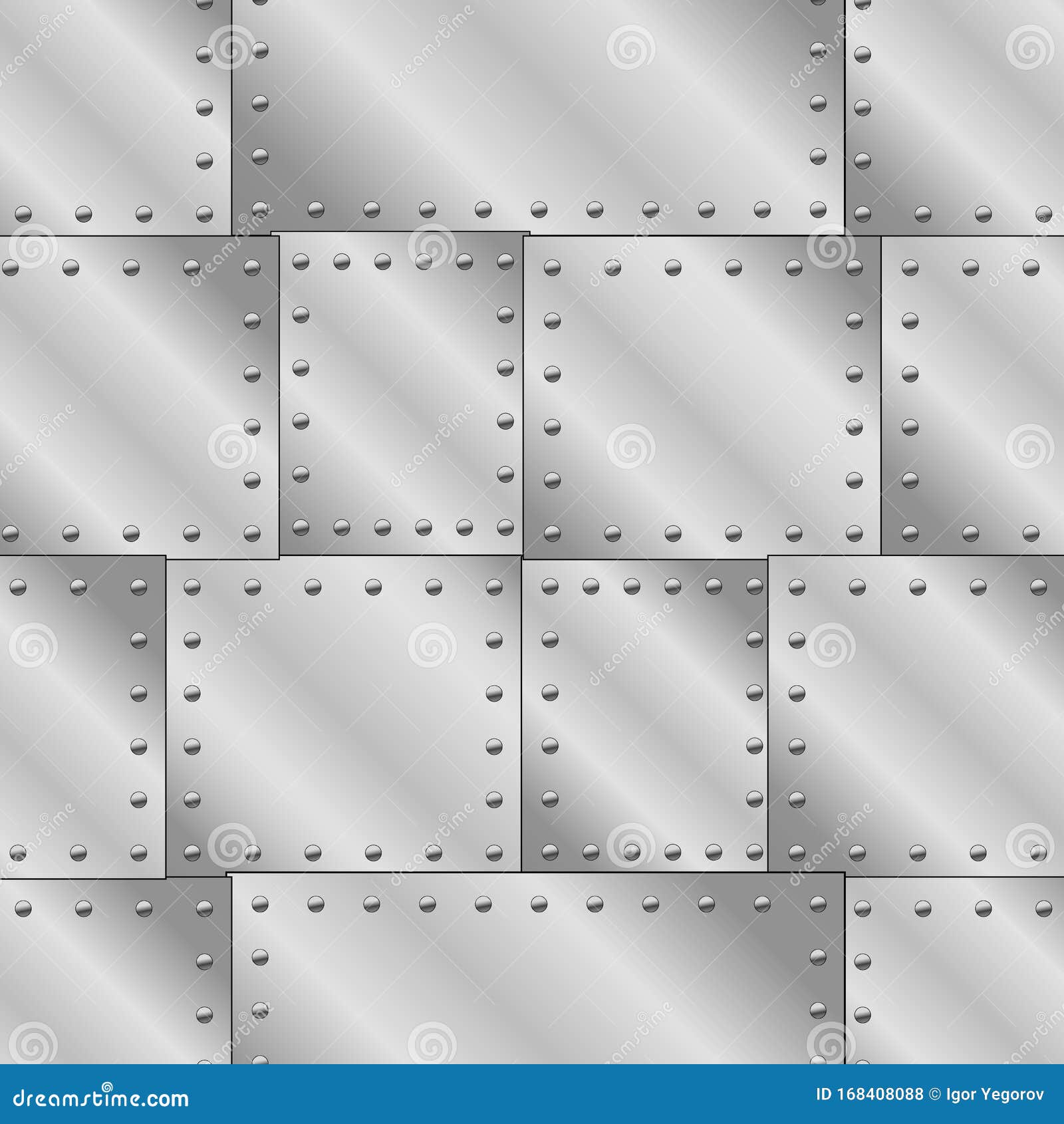Seamless Vector Texture with Riveted Metal Sheets. You Can Create the