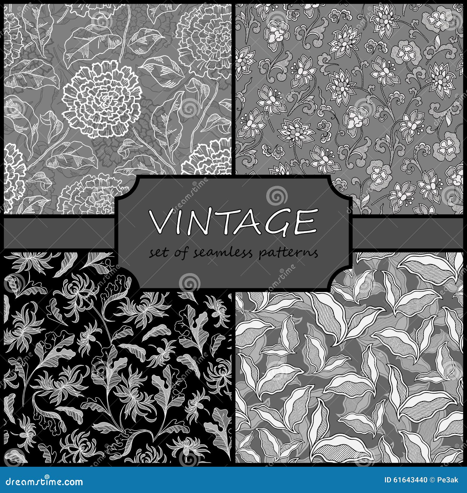 Seamless Vintage Floral Background Collection Vector Background Stock