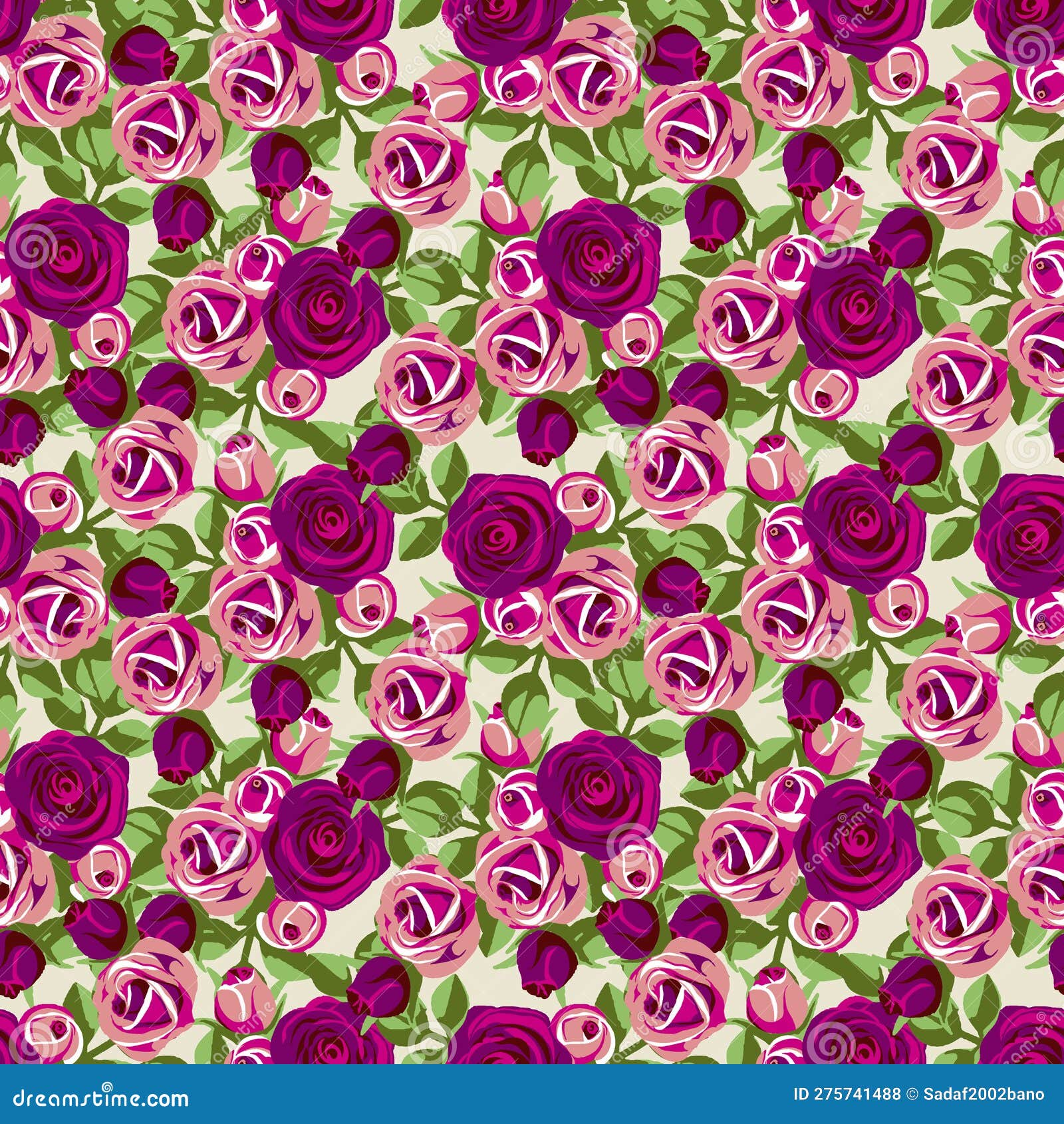Seamless Vintage Flower Pattern on Navy Background. Seamless Vector Flower Pattern on Background