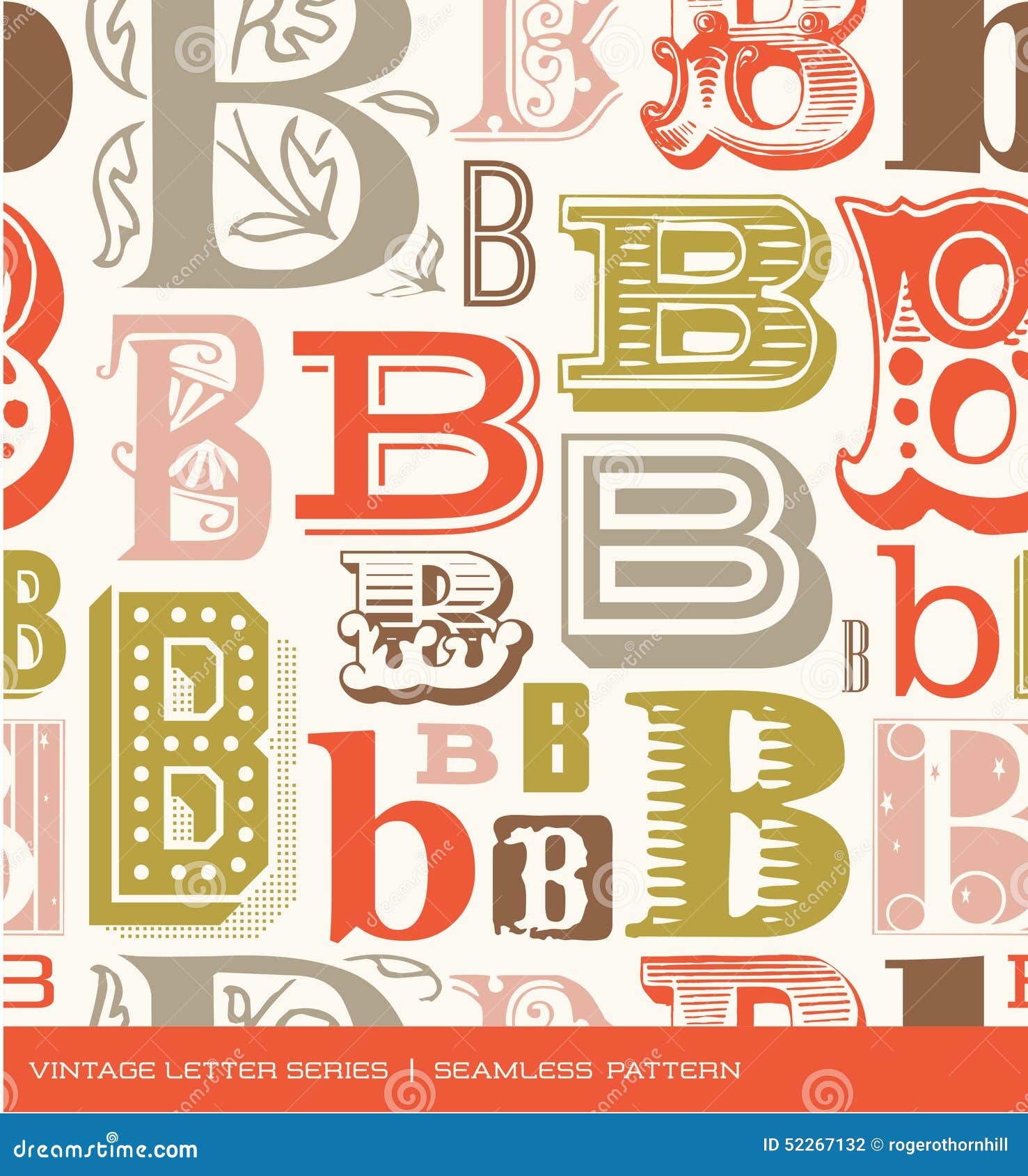 1290px x 1300px - Seamless Vintage Pattern Of The Letter B In Retro Colors ...