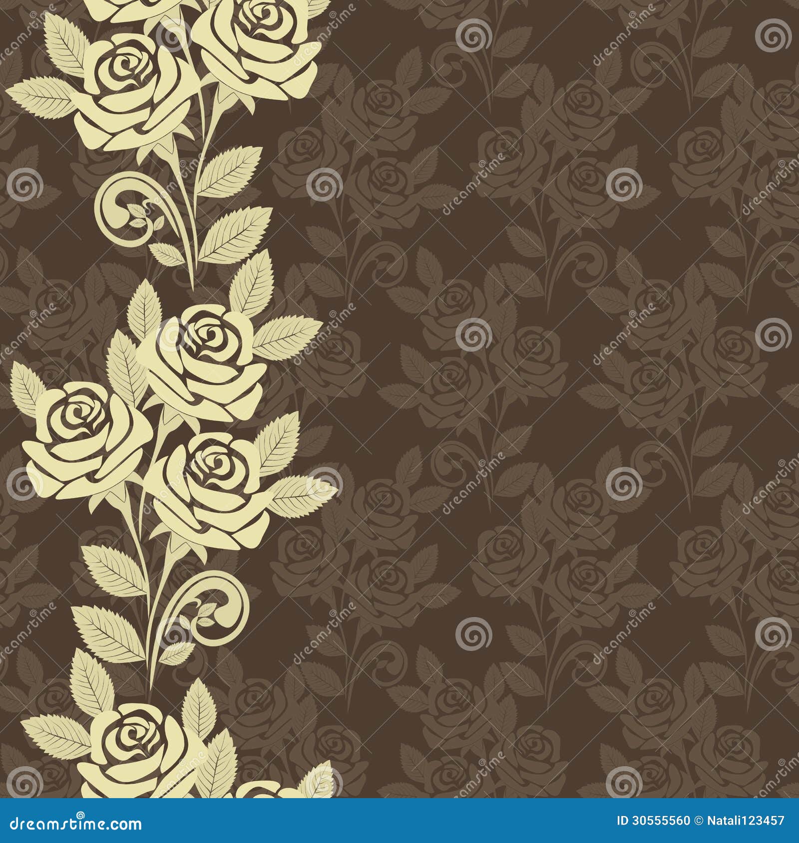 Seamless Wallpaper with Beige Roses Stock Vector Illustration of