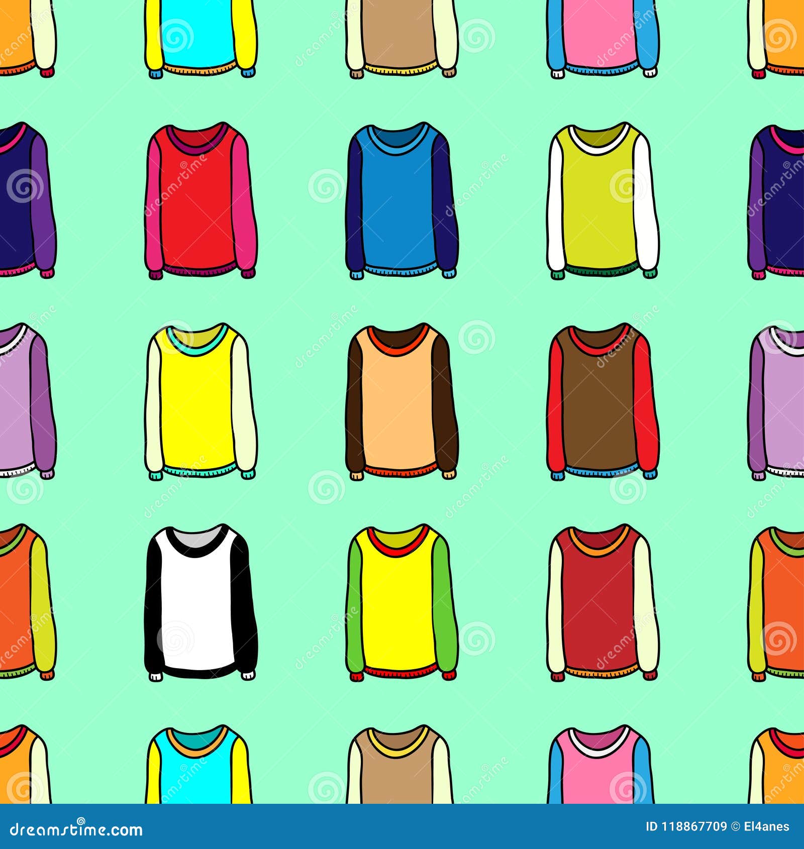 Seamless Wallpaper of Cartoon Sweaters Stock Vector - Illustration of