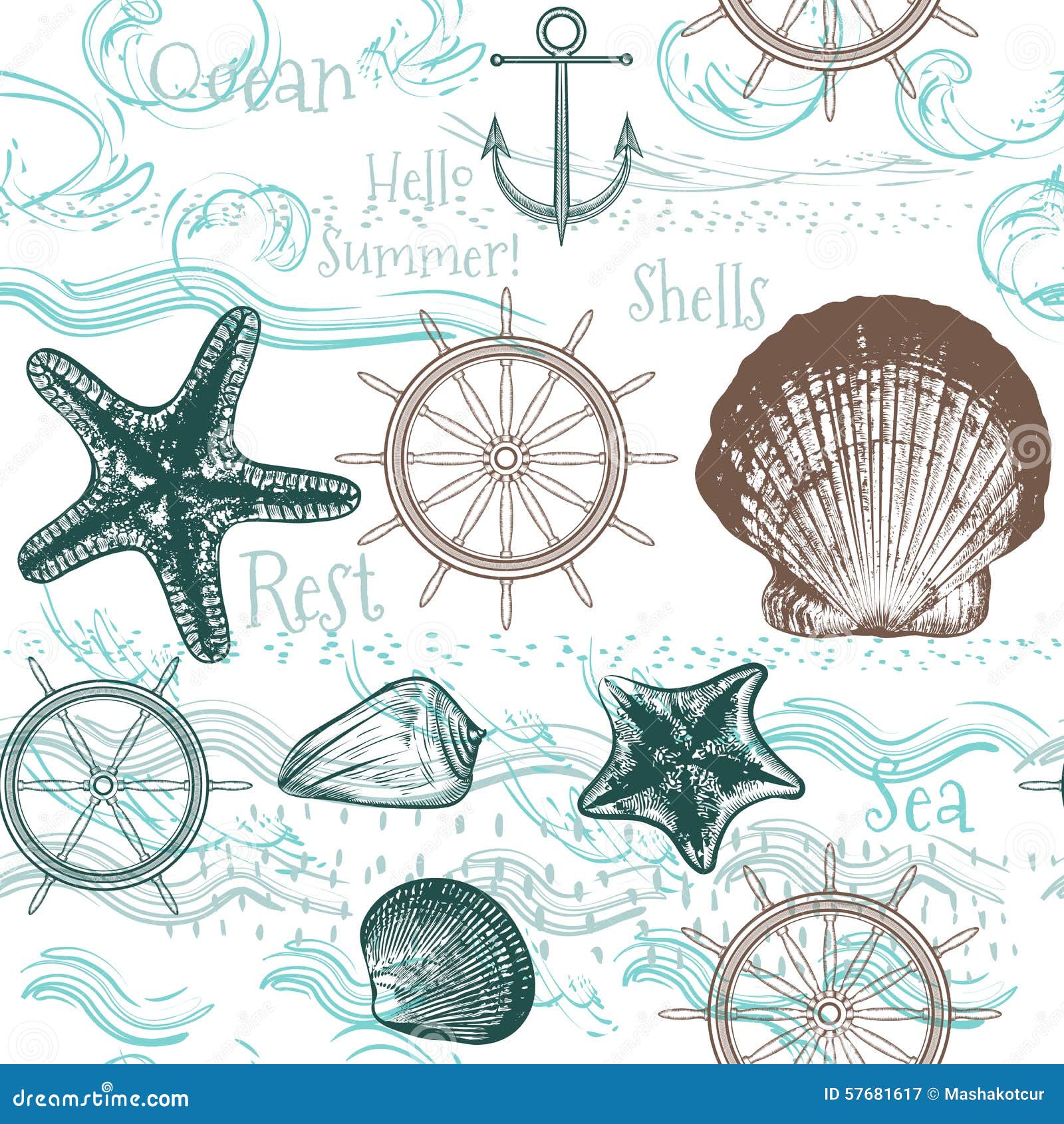 Seamless Wallpaper  Pattern With Sea  Animals  Stock Vector 