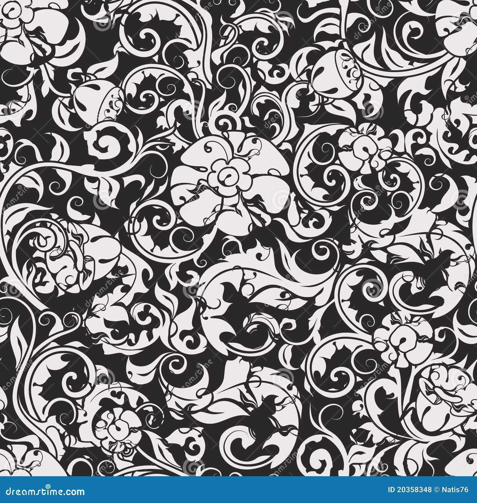 Seamless Wallpaper Pattern, Silhouette Royalty Free Stock 