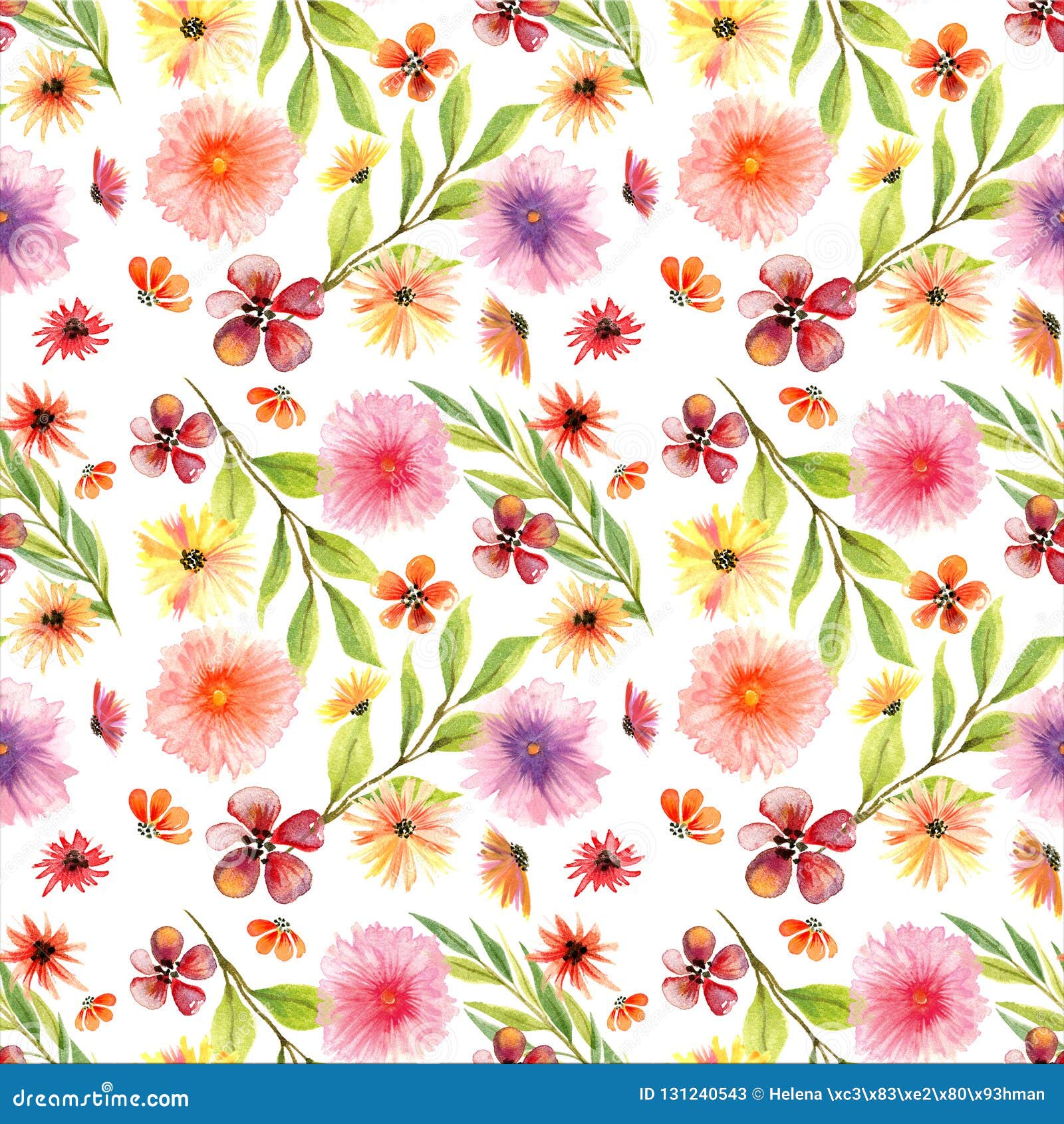 Seamless Floral Watercolor Pattern Stock Illustration - Illustration of ...