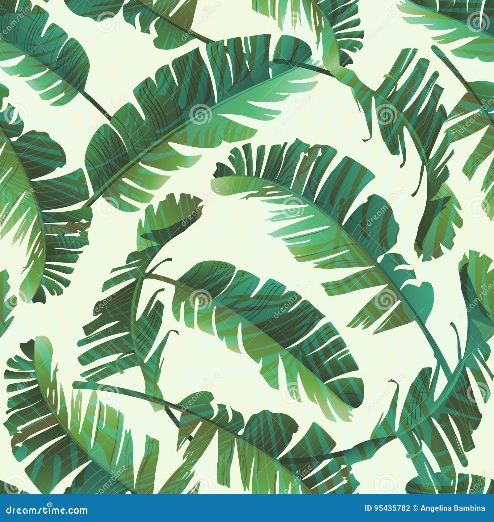 Seamless Watercolor Illustration of Tropical Leaves, Jungle. Stock ...