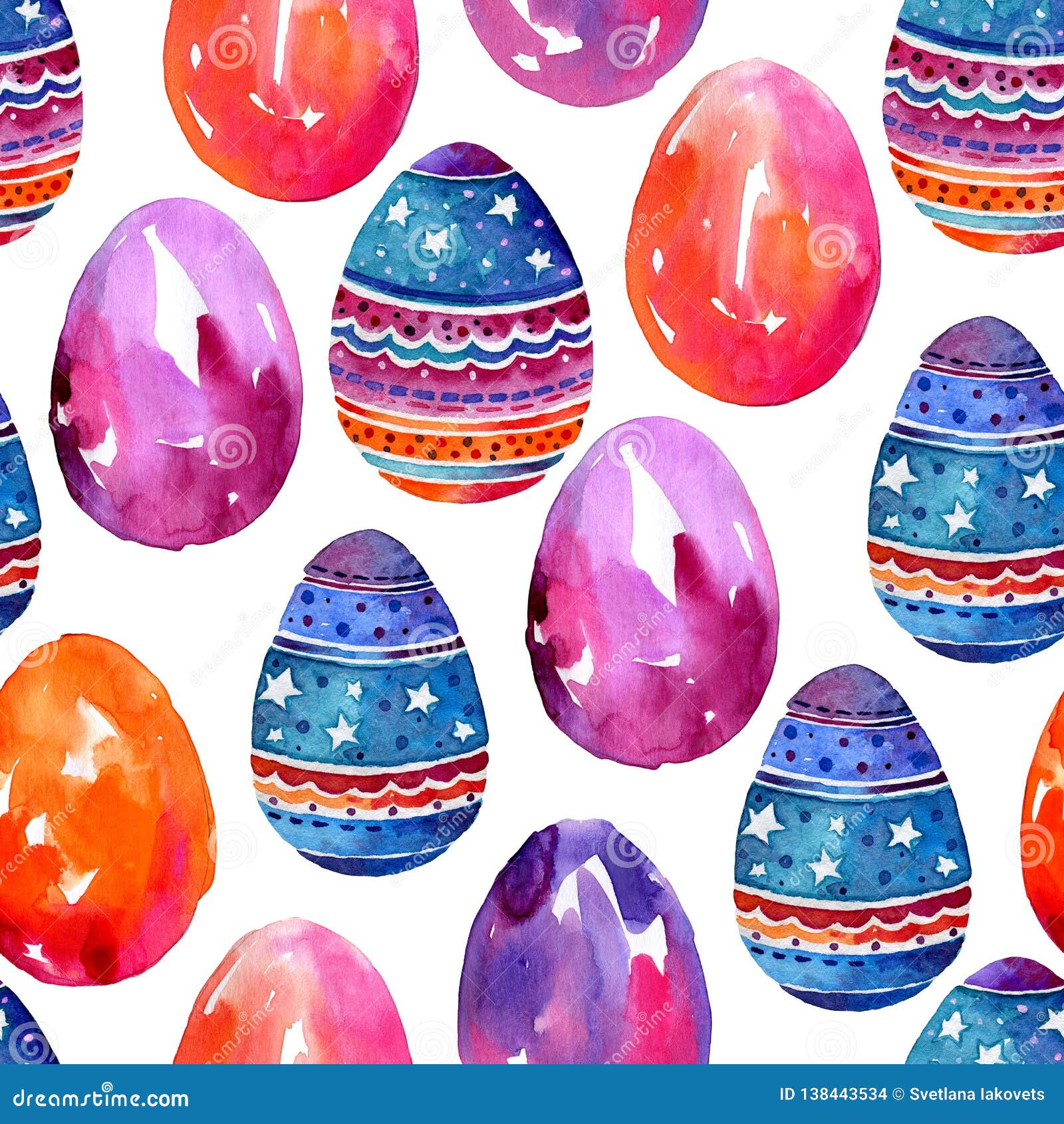 Seamless Watercolor Pattern Of Easter Eggs Stock Illustration