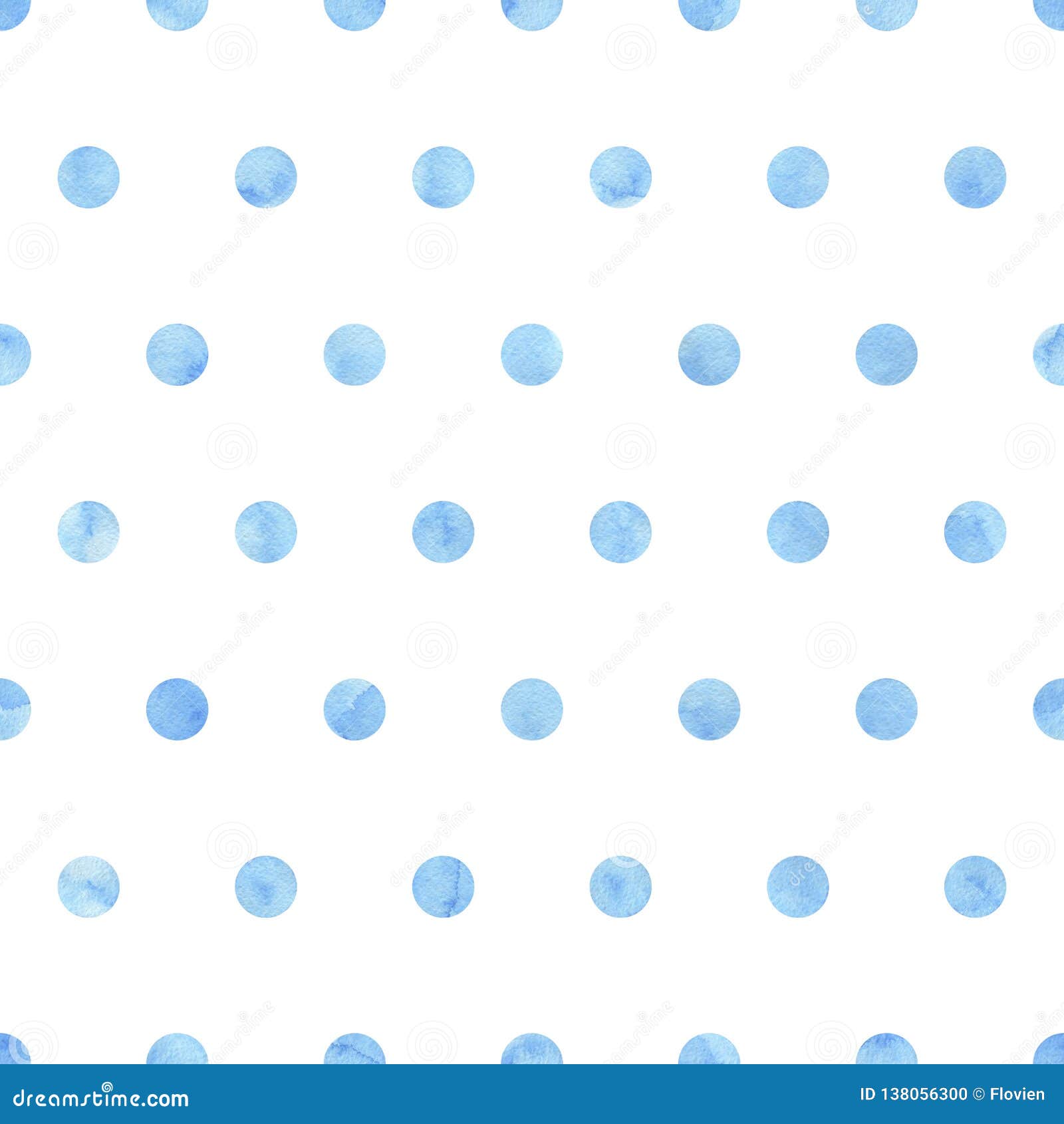 Seamless Watercolor Polka Dot Pattern. Blue Watercolor Circles on a ...