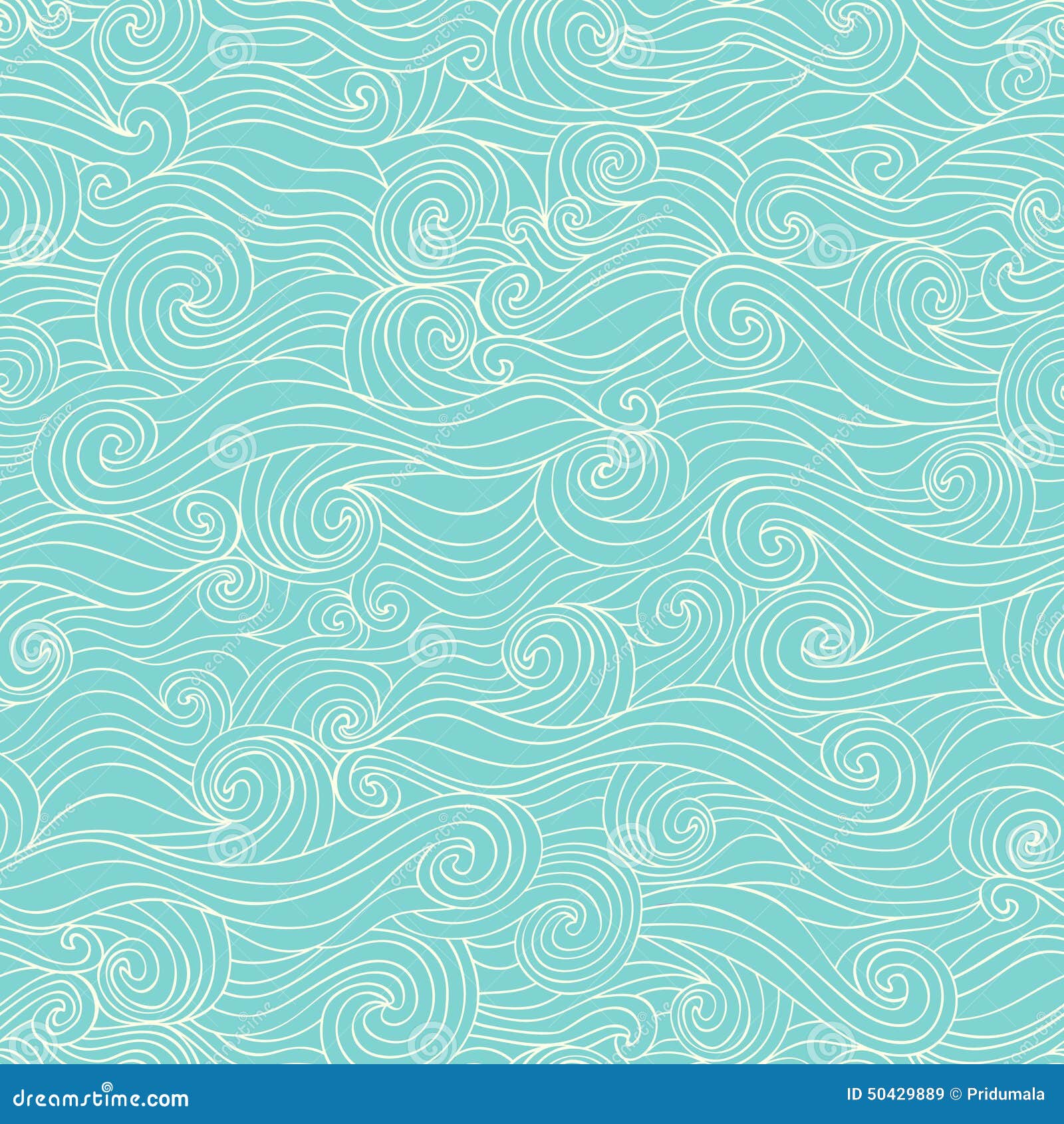 Seamless Wave Hand-drawn Pattern, Waves Background (seamlessly T Stock ...