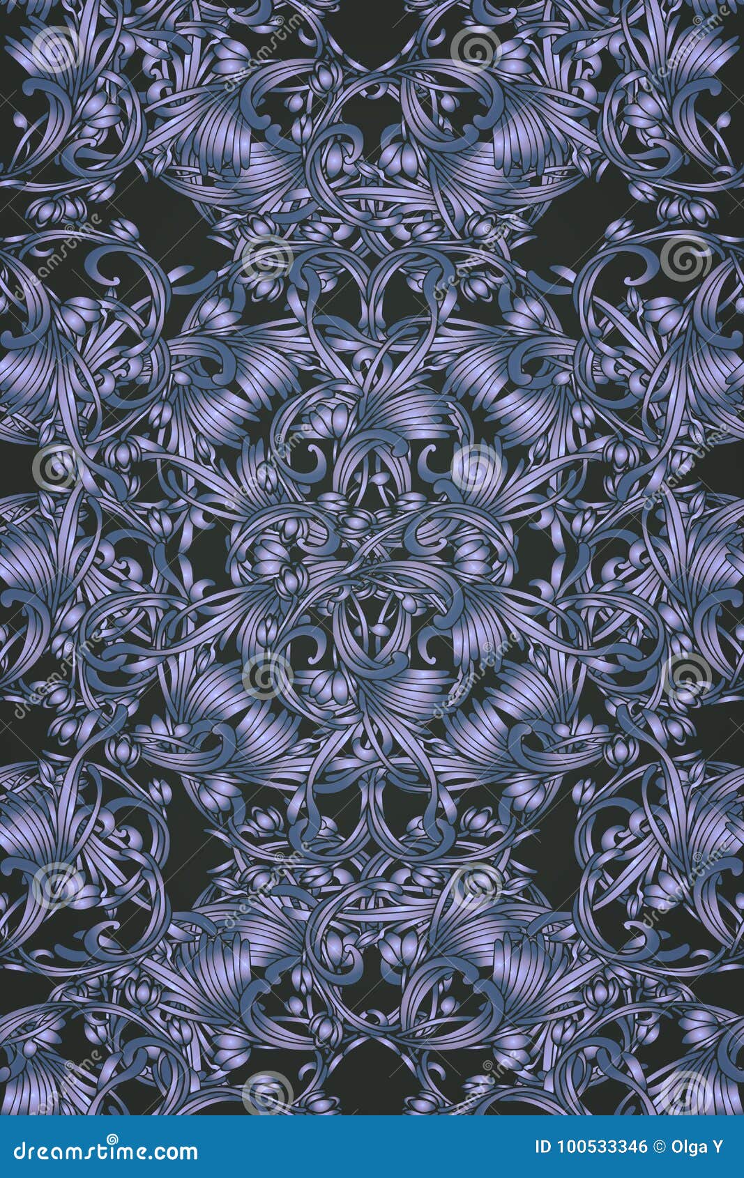 Seamless White and Blue Damask Wallpaper Stock Illustration