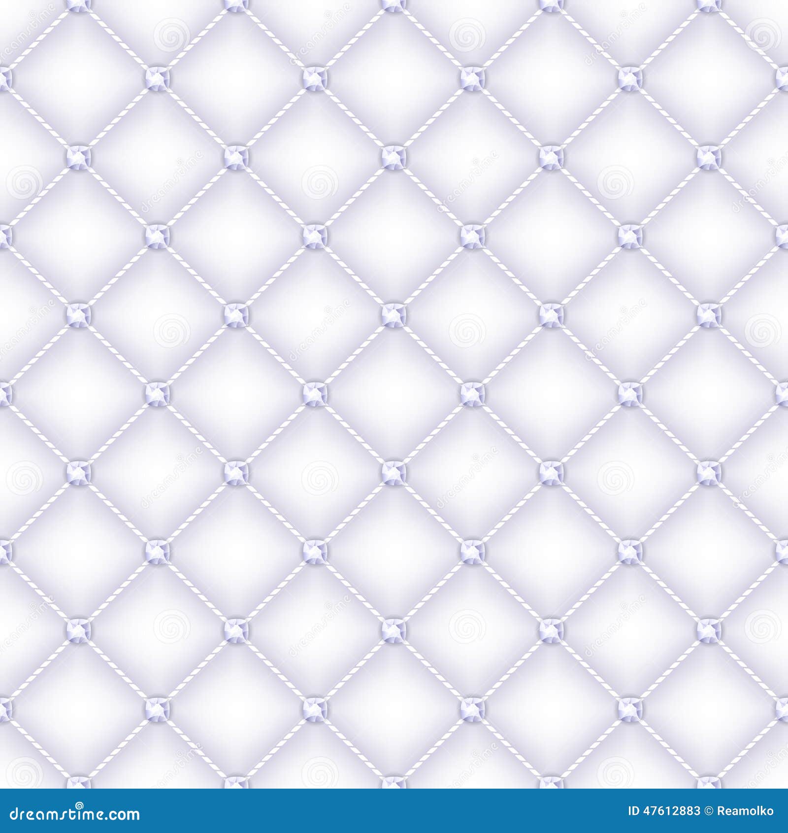 Seamless White Quilted Background with Pins. Stock Vector Illustration of material, gemstone