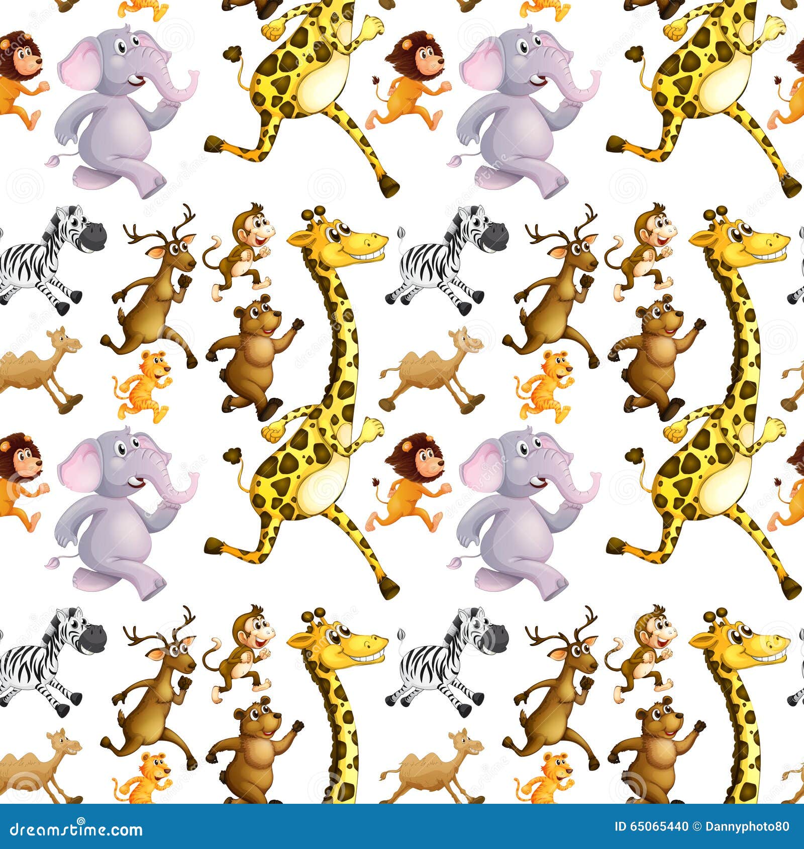 Download Seamless Wild Animals Running Stock Vector - Illustration of lion, illustration: 65065440