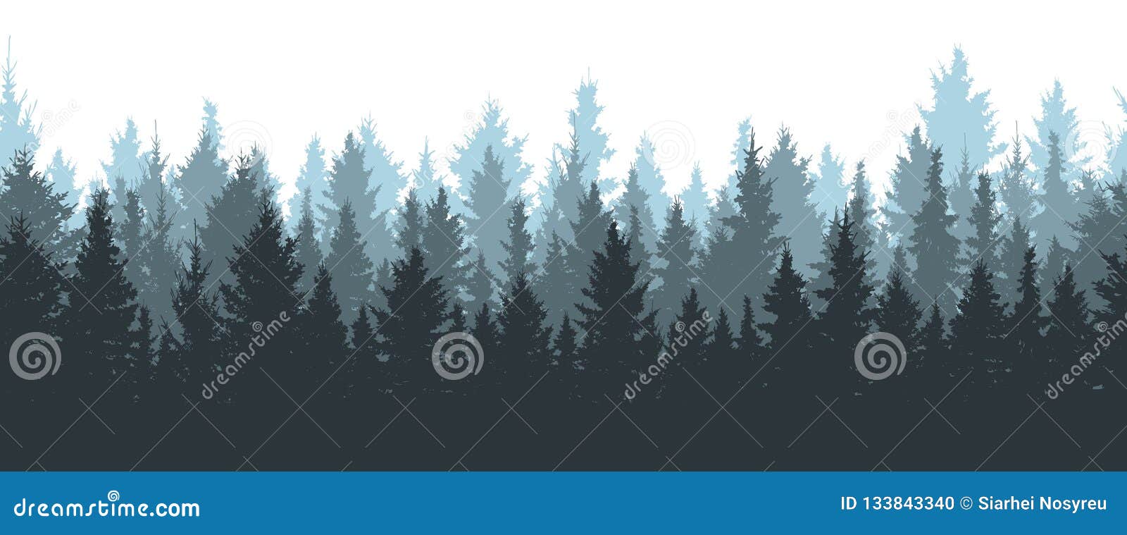 Download Seamless Winter Forest, Silhouette Of Spruces. Stock ...