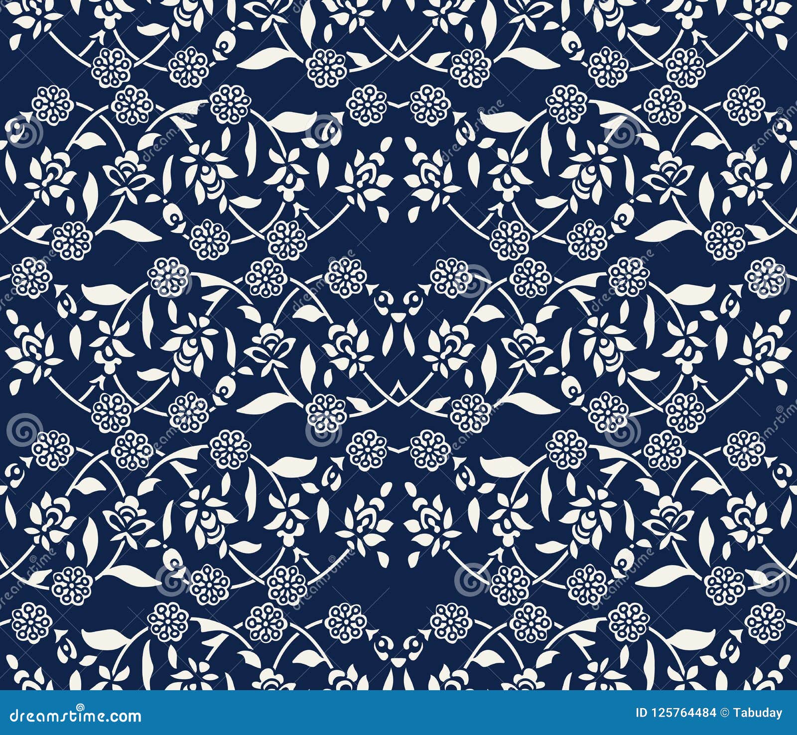 Floral blockprint pattern. stock vector. Illustration of backdrop ...