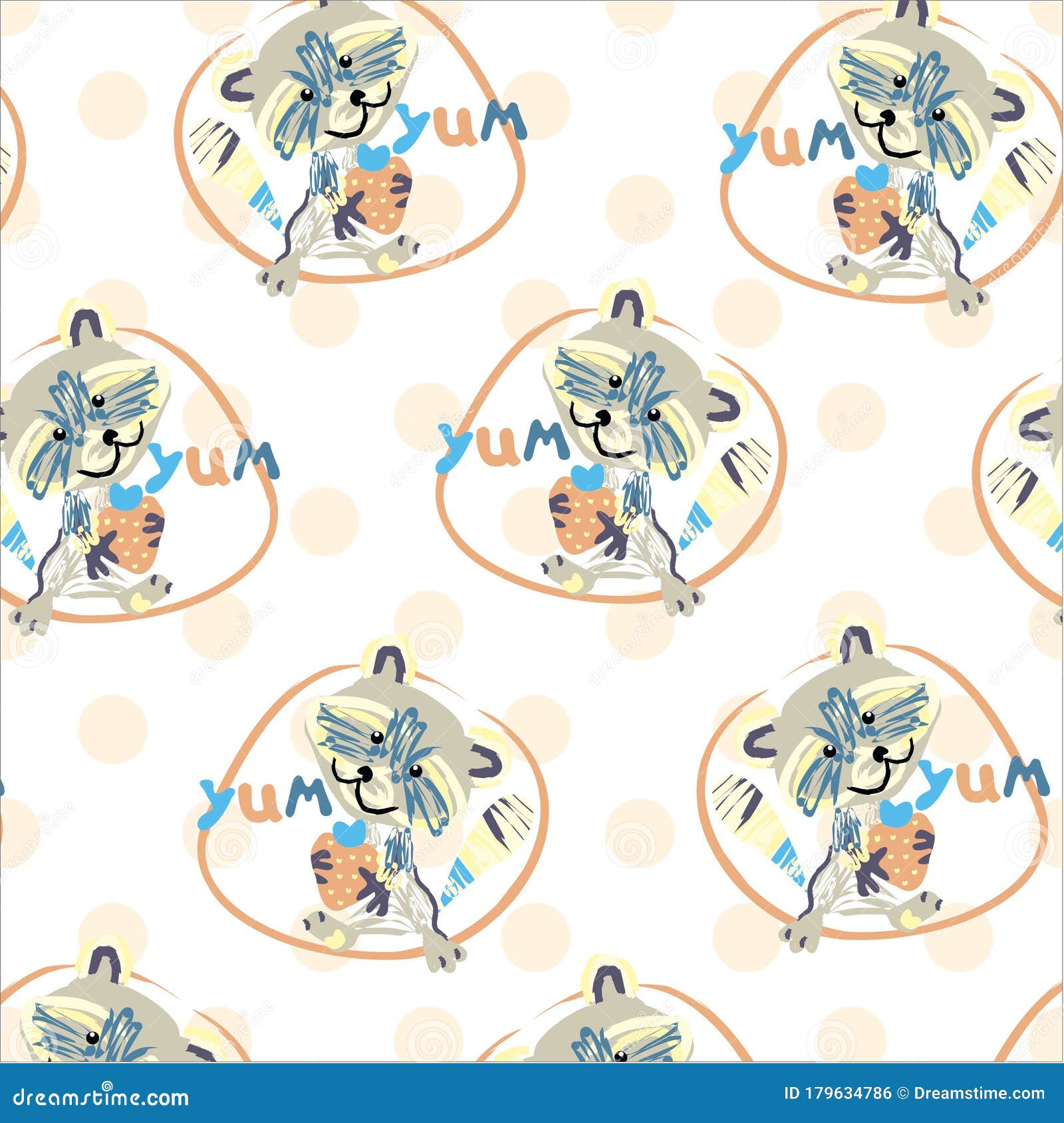 seamless yum raccoon  pattern. childern collection