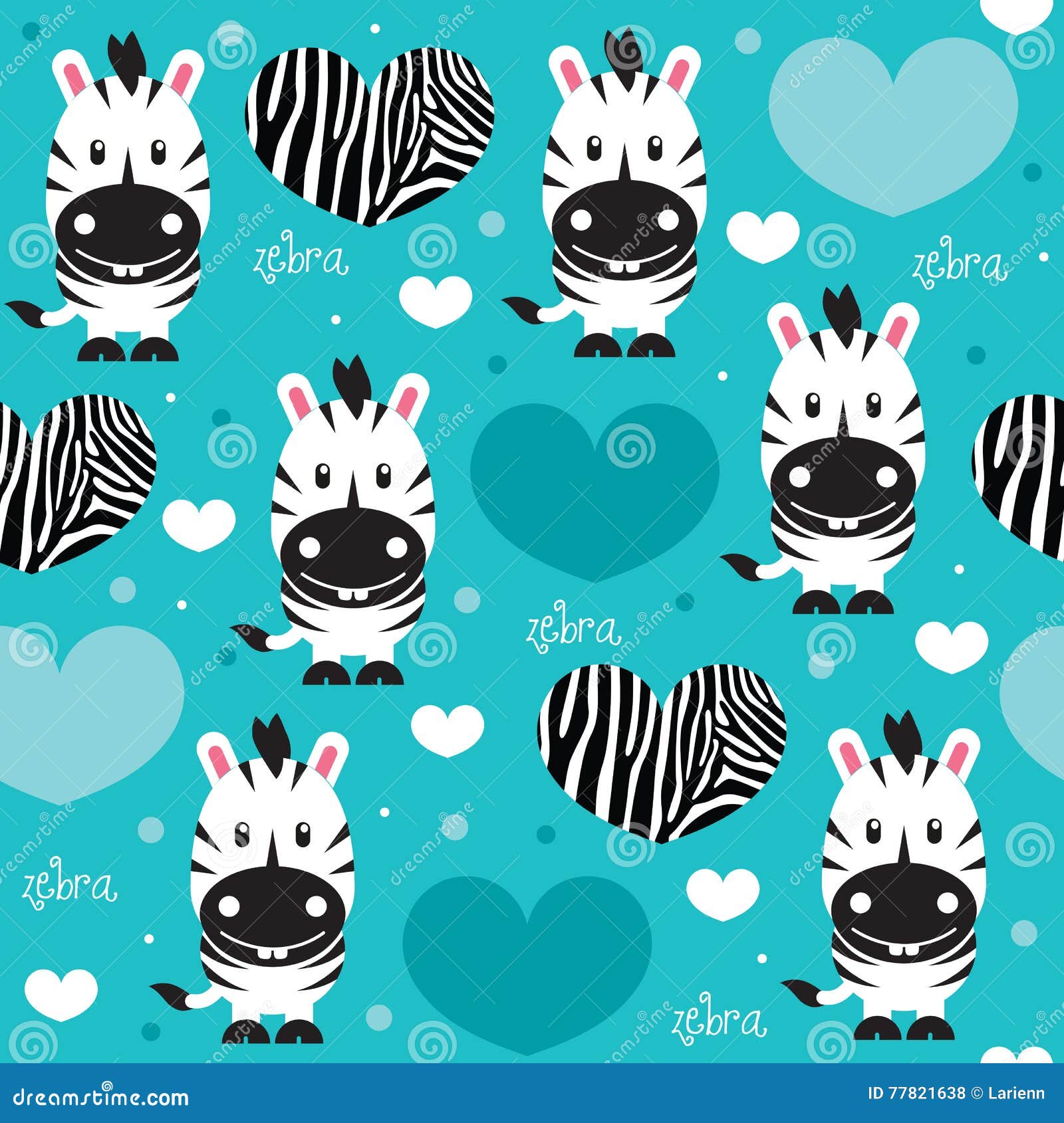 Seamless Zebra Love Pattern Vector Illustration Stock Vector