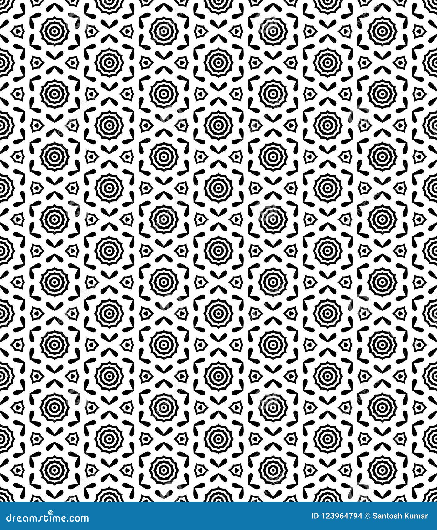 Seamless Pattern Black and White Stock Vector - Illustration of white ...