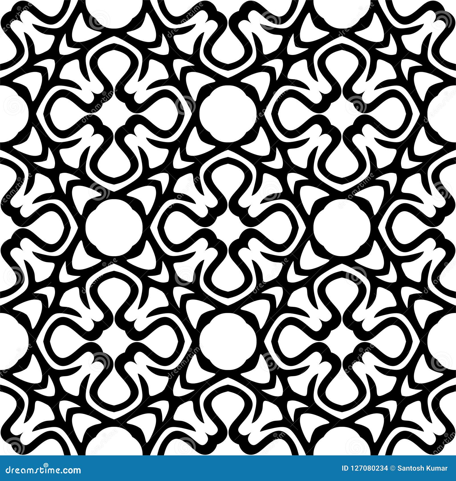 Seamless Pattern Black and White Stock Vector - Illustration of black