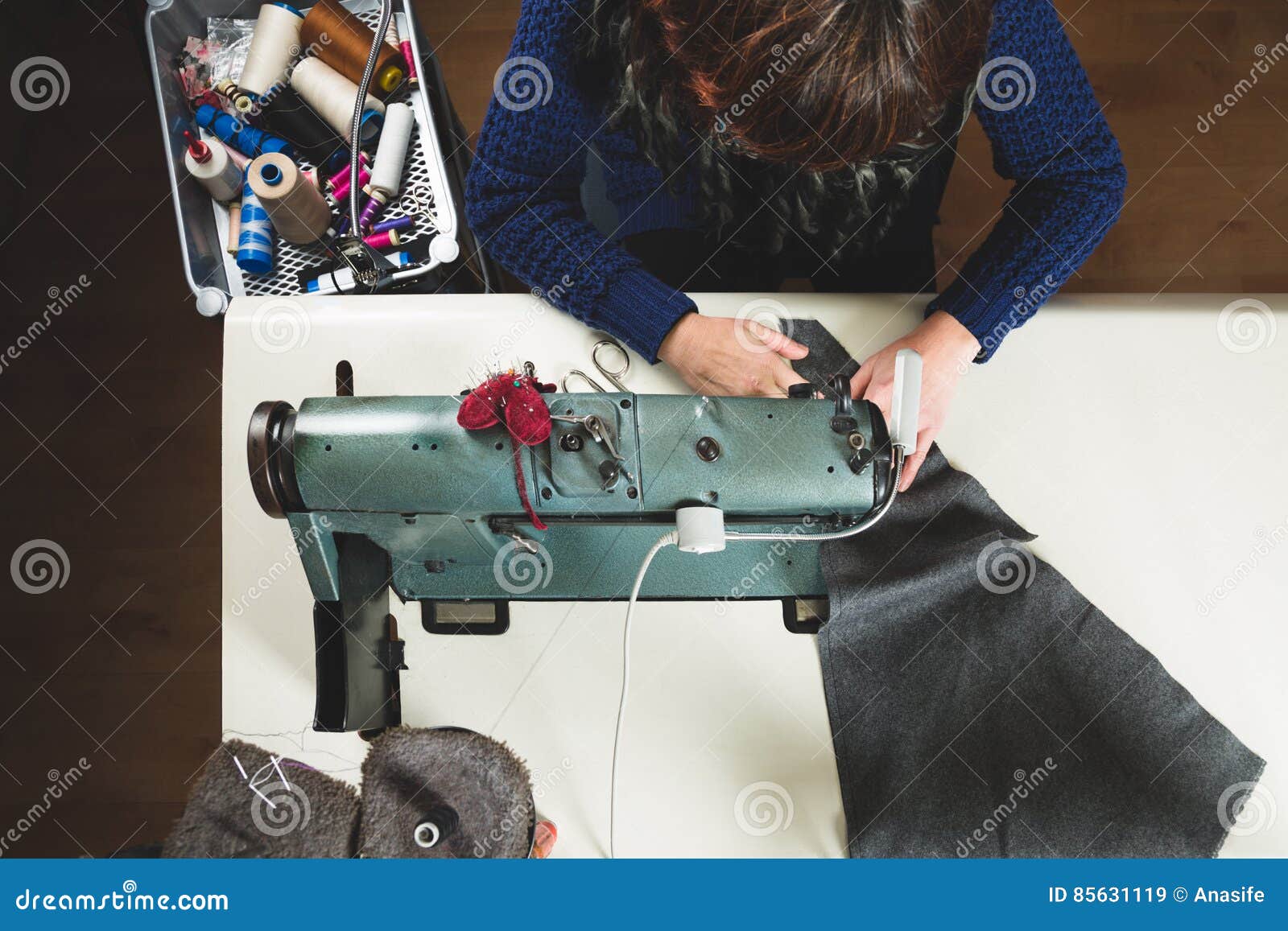 Seamstress at Sewing Machine Stock Image Image of fabric, sewing