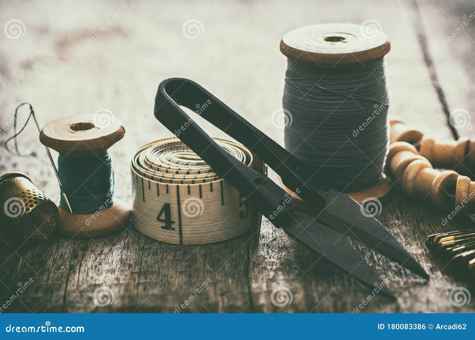 Seamstress Tape, Thimble for Sewing Stock Photo Image of fashionable