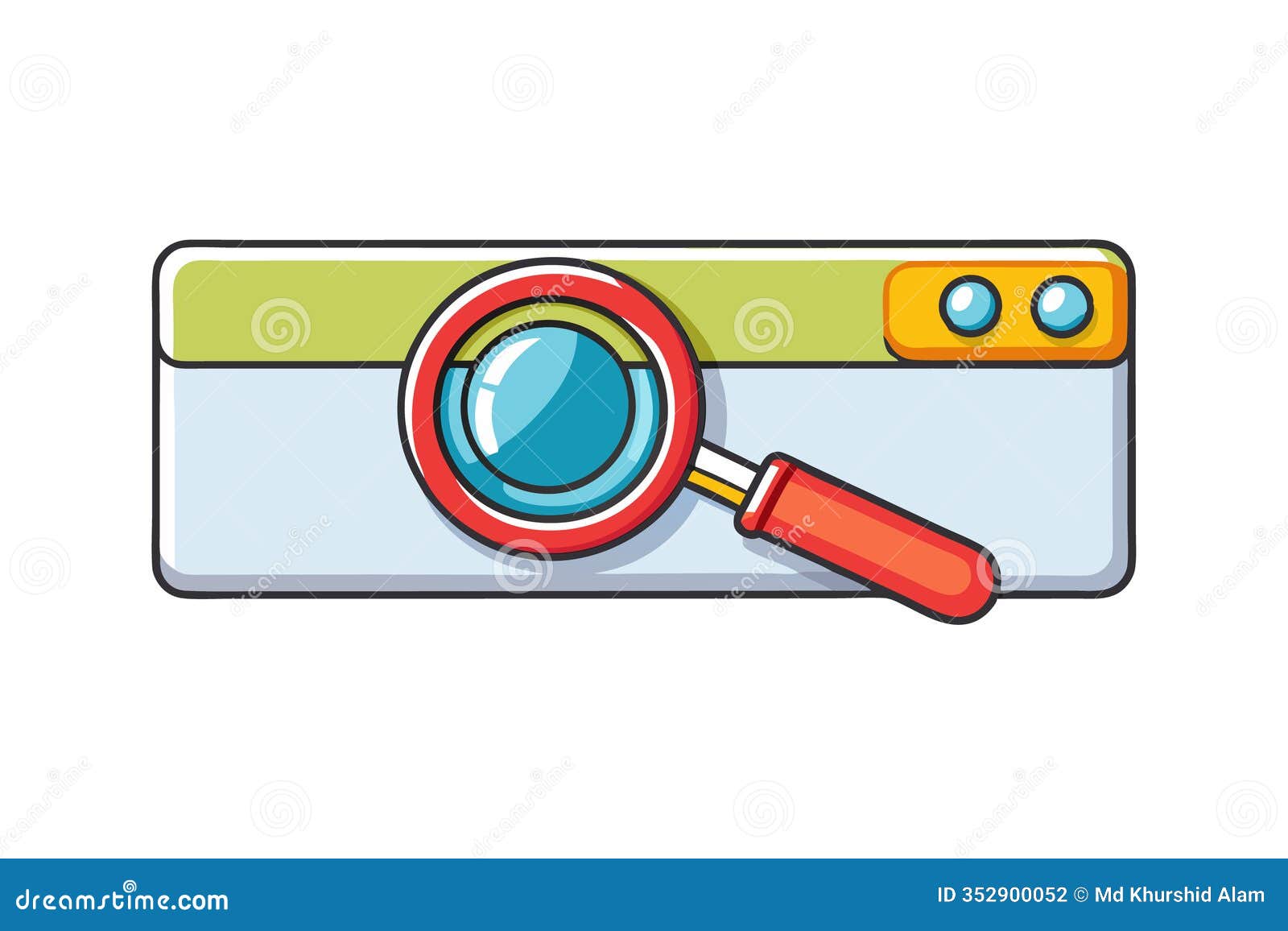 search bar interface with a vibrant magnifying glass  for digital platforms, web apps, and tech related projects