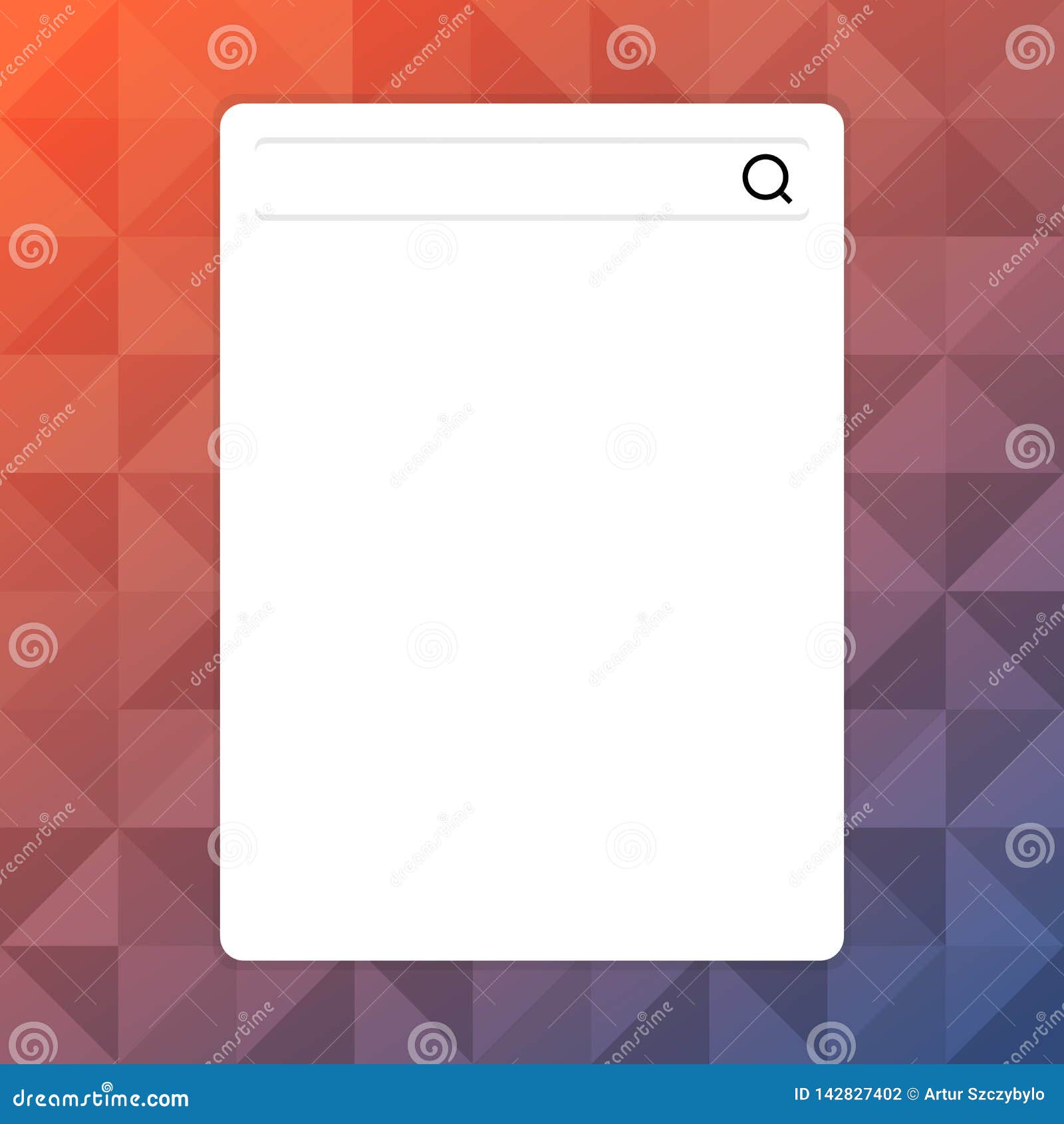 Search Bar with Magnifying Glass Icon on Blank Vertical White Screen.  Background Idea of Looking for Information by Stock Vector - Illustration  of computer, browser: 142827402