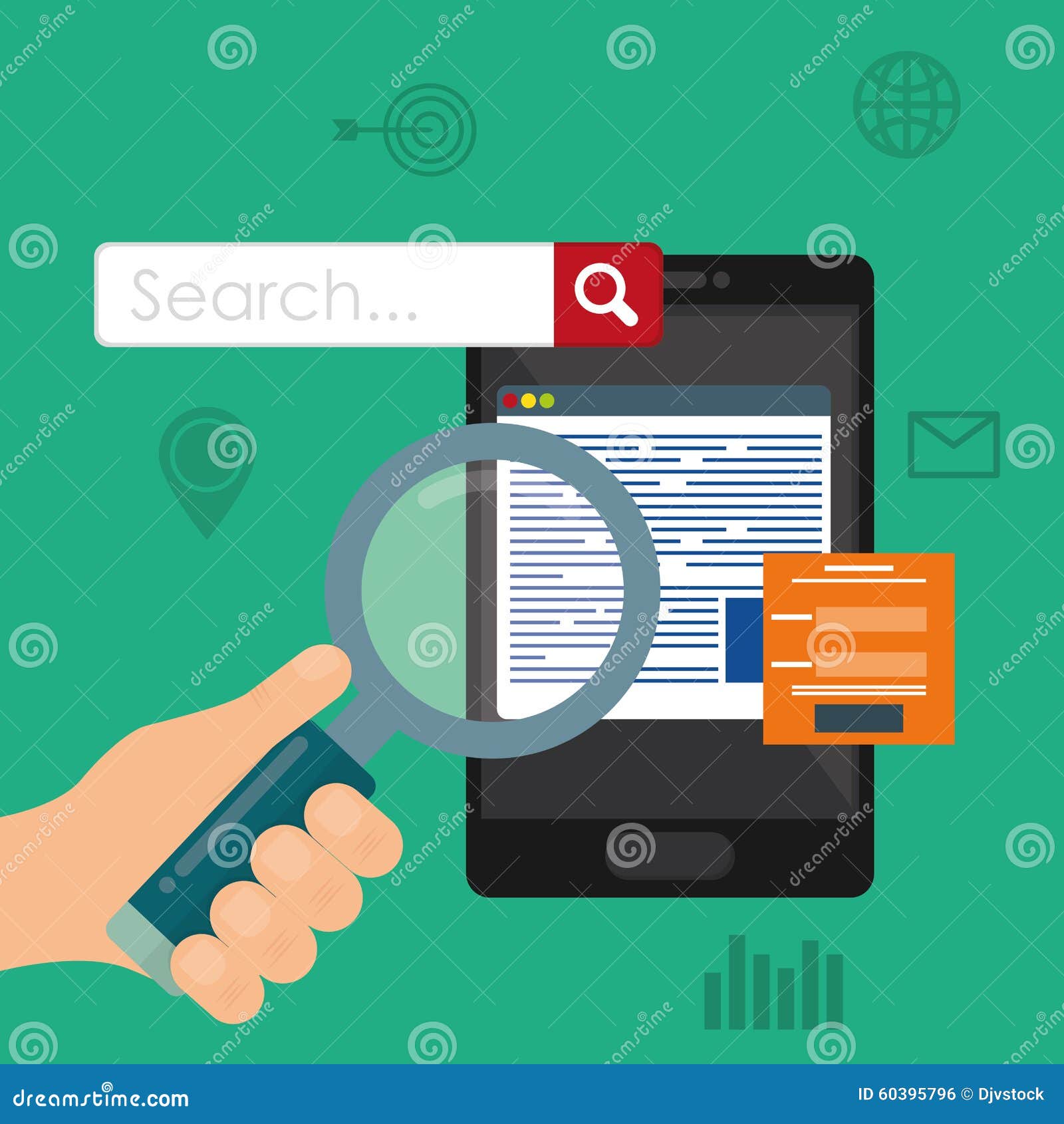 Search Engine Optimization Design Stock Vector Illustration of glass