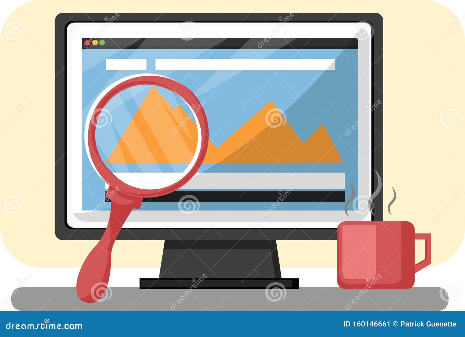 search tool on descktop growth chart on white background  