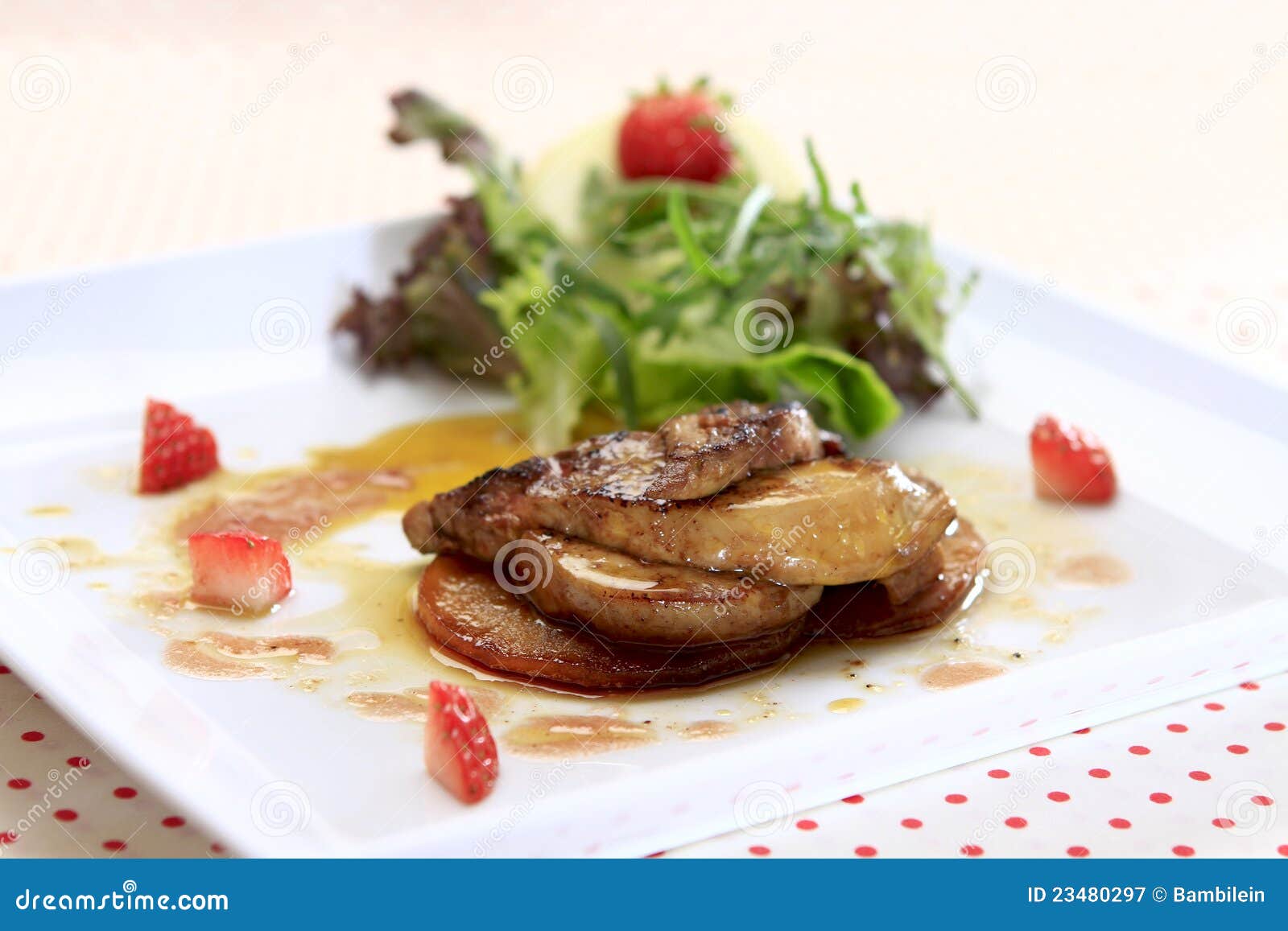 Pan Seared Foie Gras Appetizer On Brioche, With Pear, Caramelized