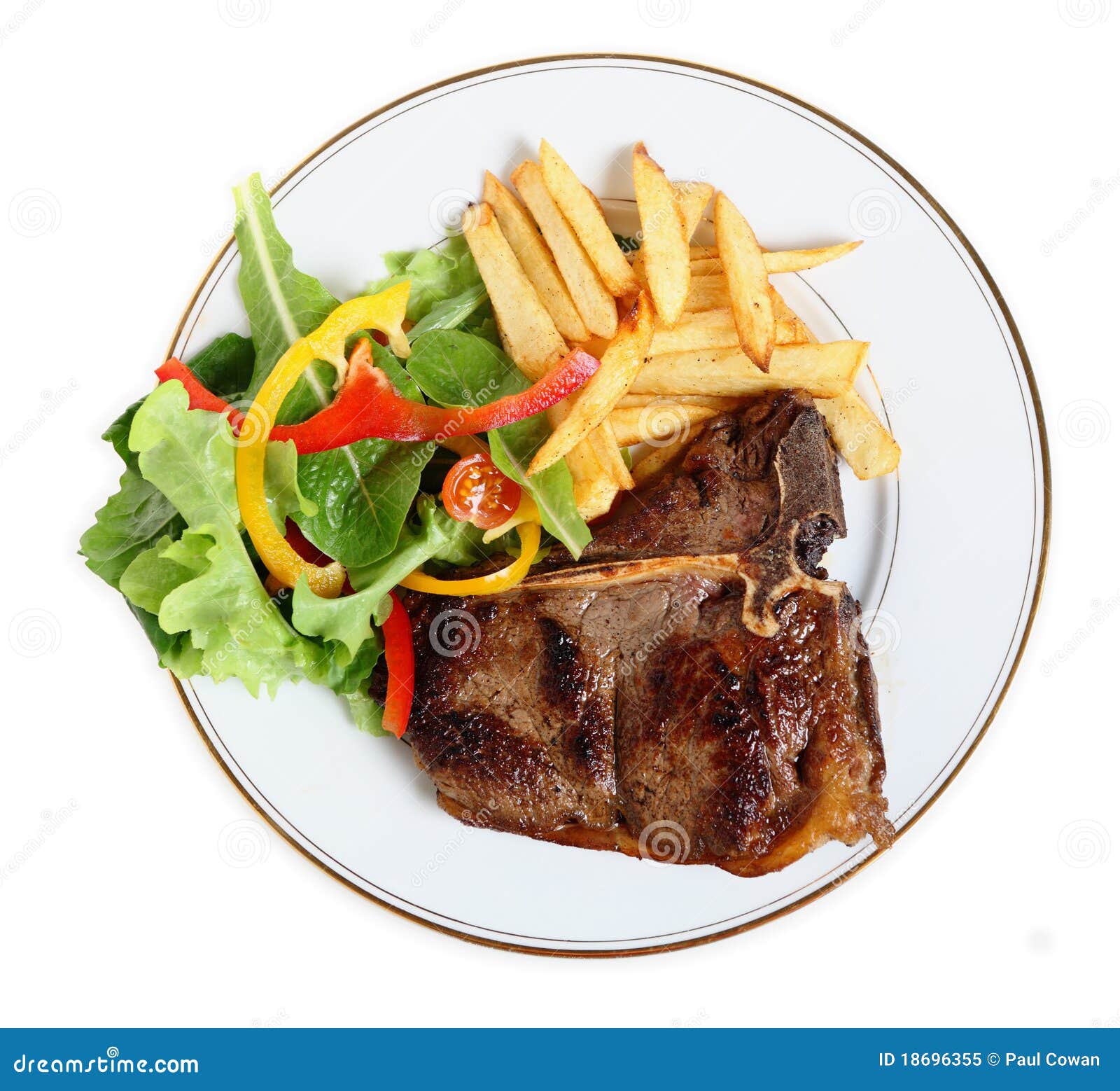Seared Tbone Steak Meal from Above Stock Image Image of dinner