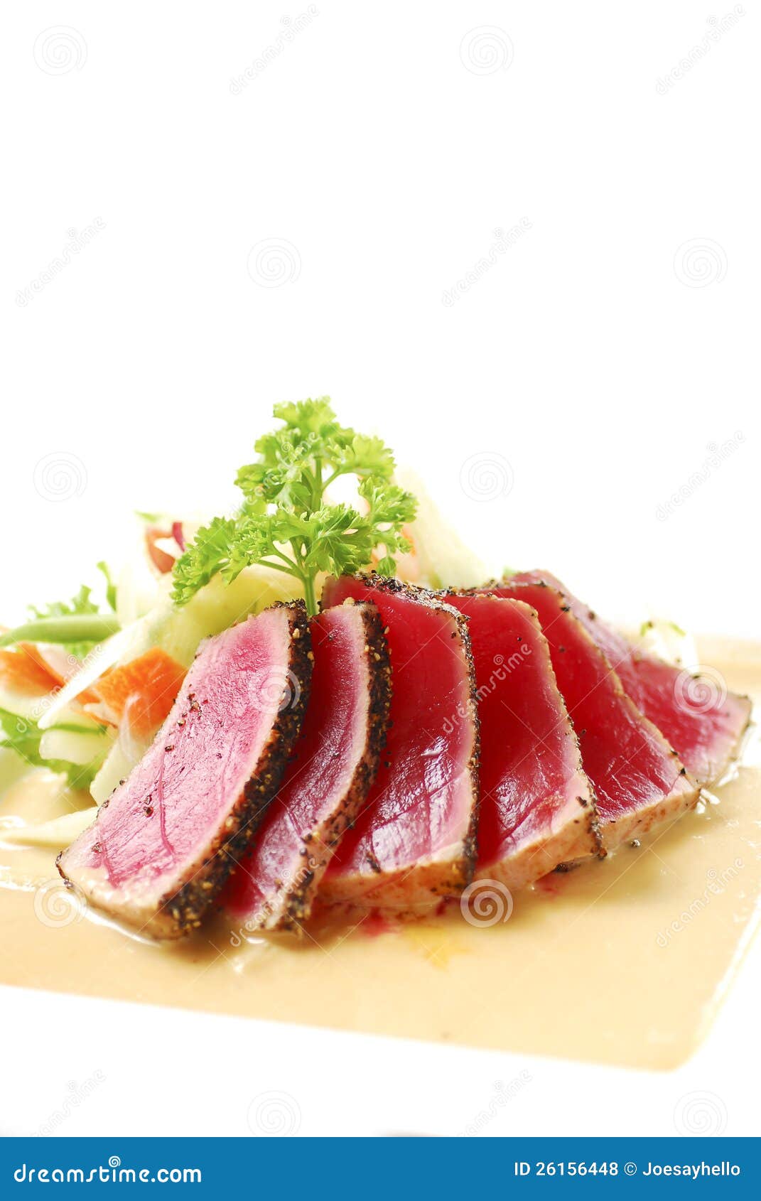 Seared Ahi Tuna With Ginger, Wasabi & Sauces full RoyaltyFree Stock