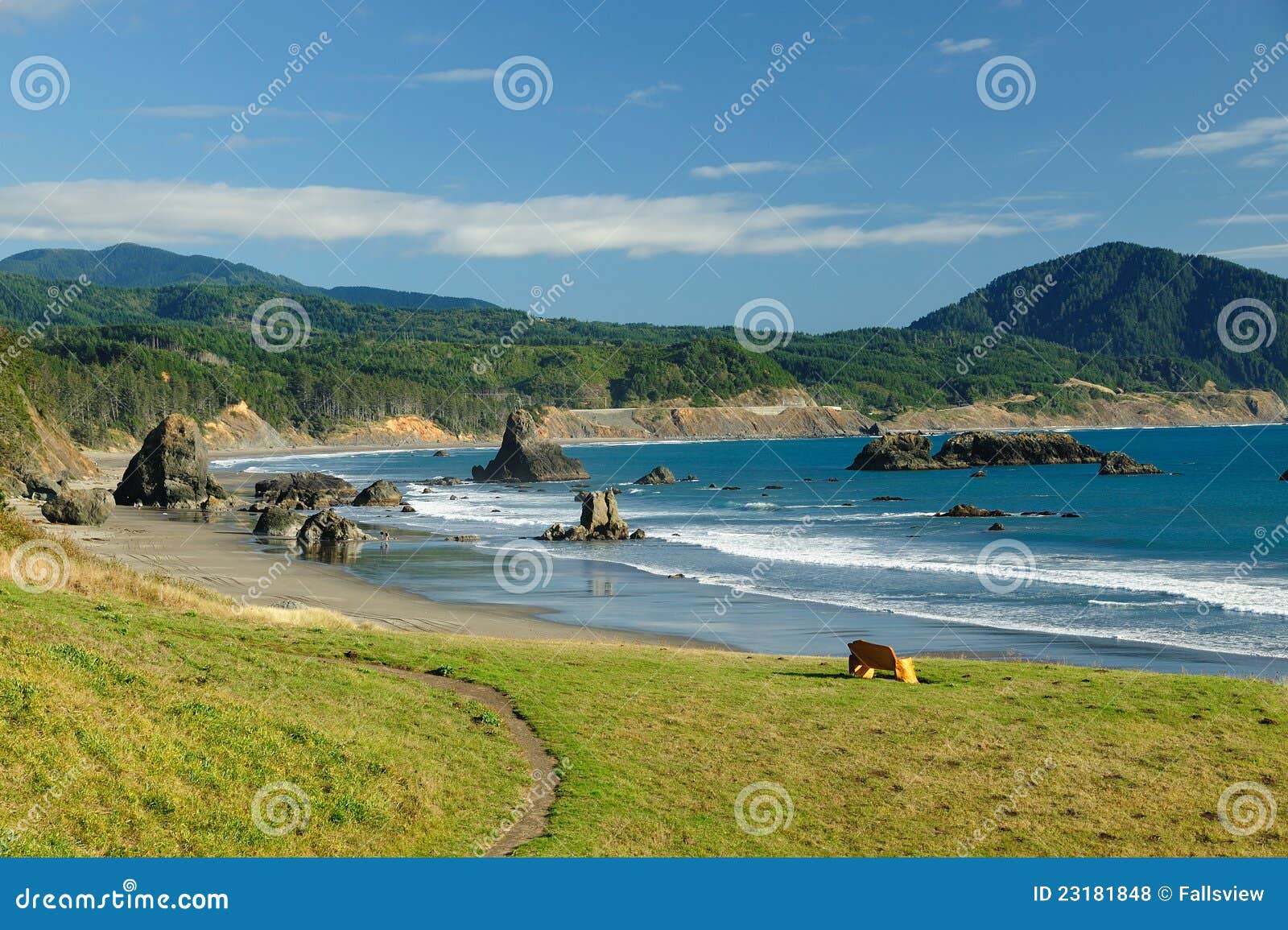 Seascape in Gold beach stock photo. Image of rock, shoreline 23181848