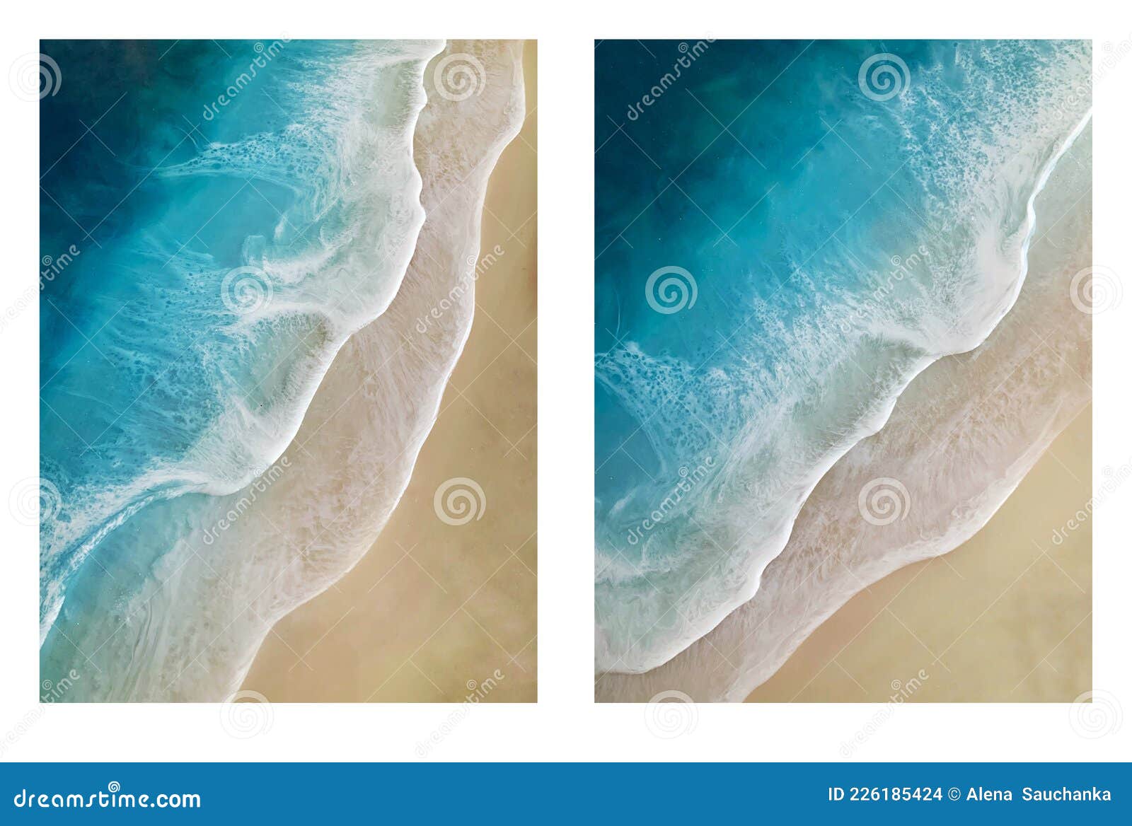 Seascape Resin Painting. Diagonal View on Sea Waves Stock Seascape Resin Painting. Diagonal View on Sea Waves Stock