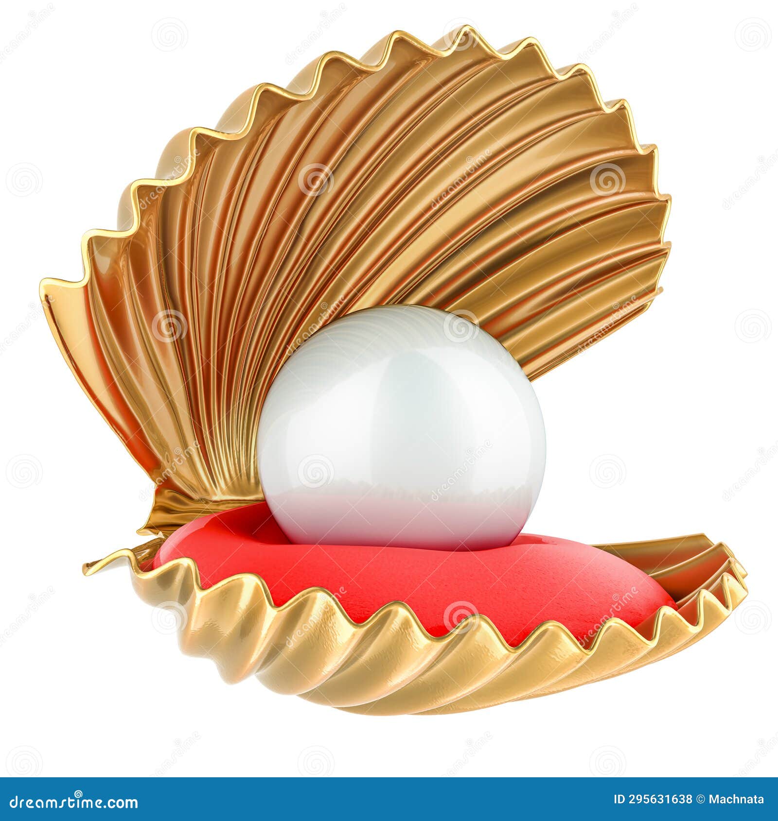 Seashell with Pearl, 3D Rendering Stock Illustration Illustration of