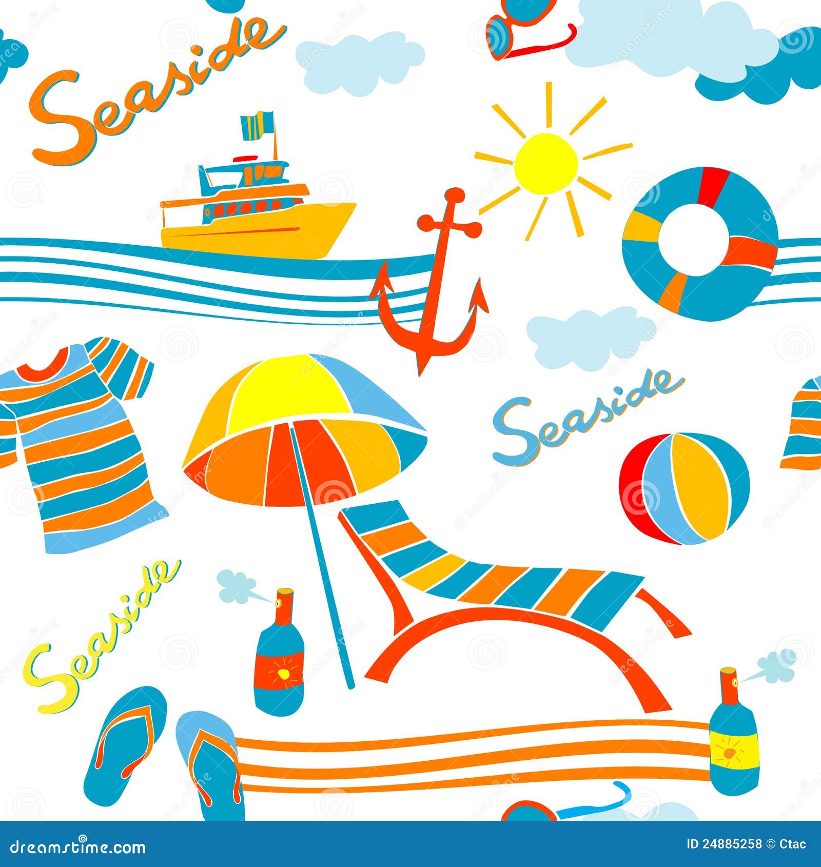 Seaside pattern stock vector. Illustration of icon, holiday - 24885258
