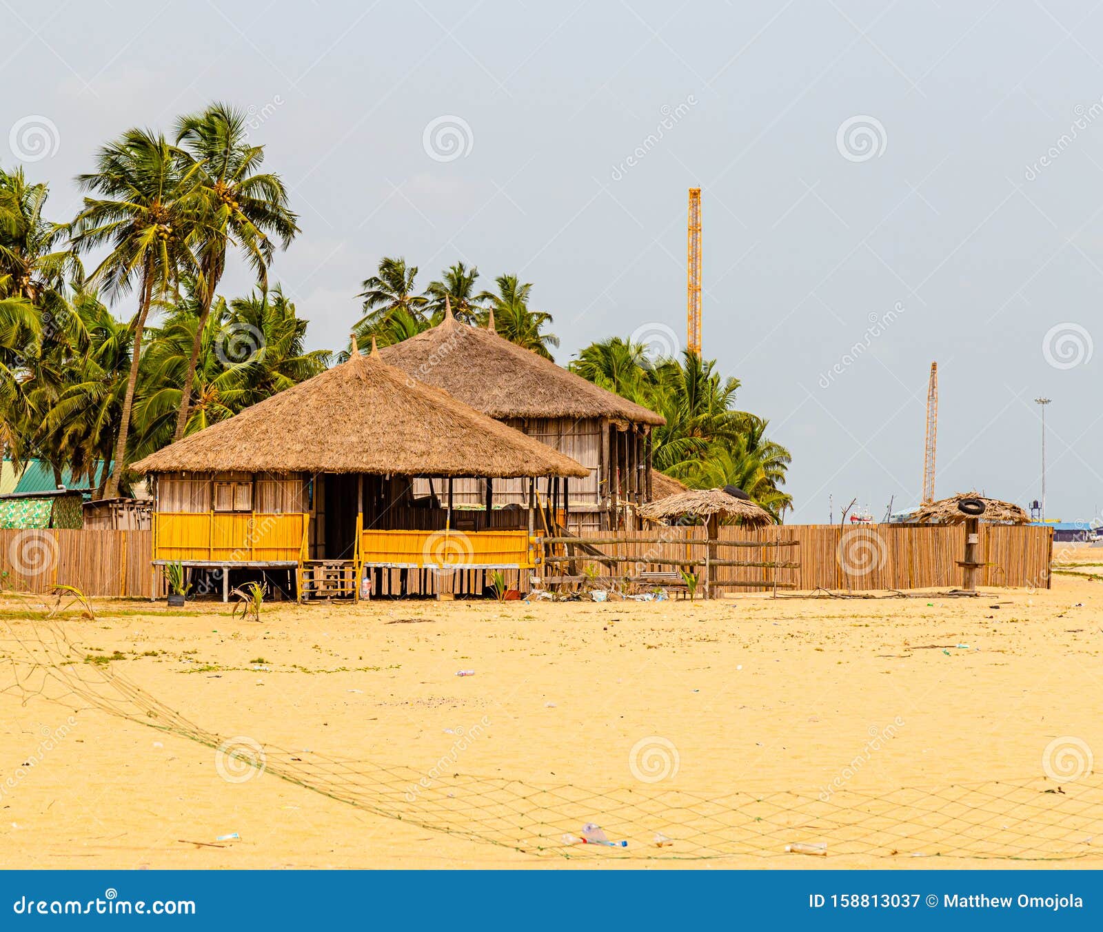 seaside thatched huts on awolowo beach lekki lagos nigeria