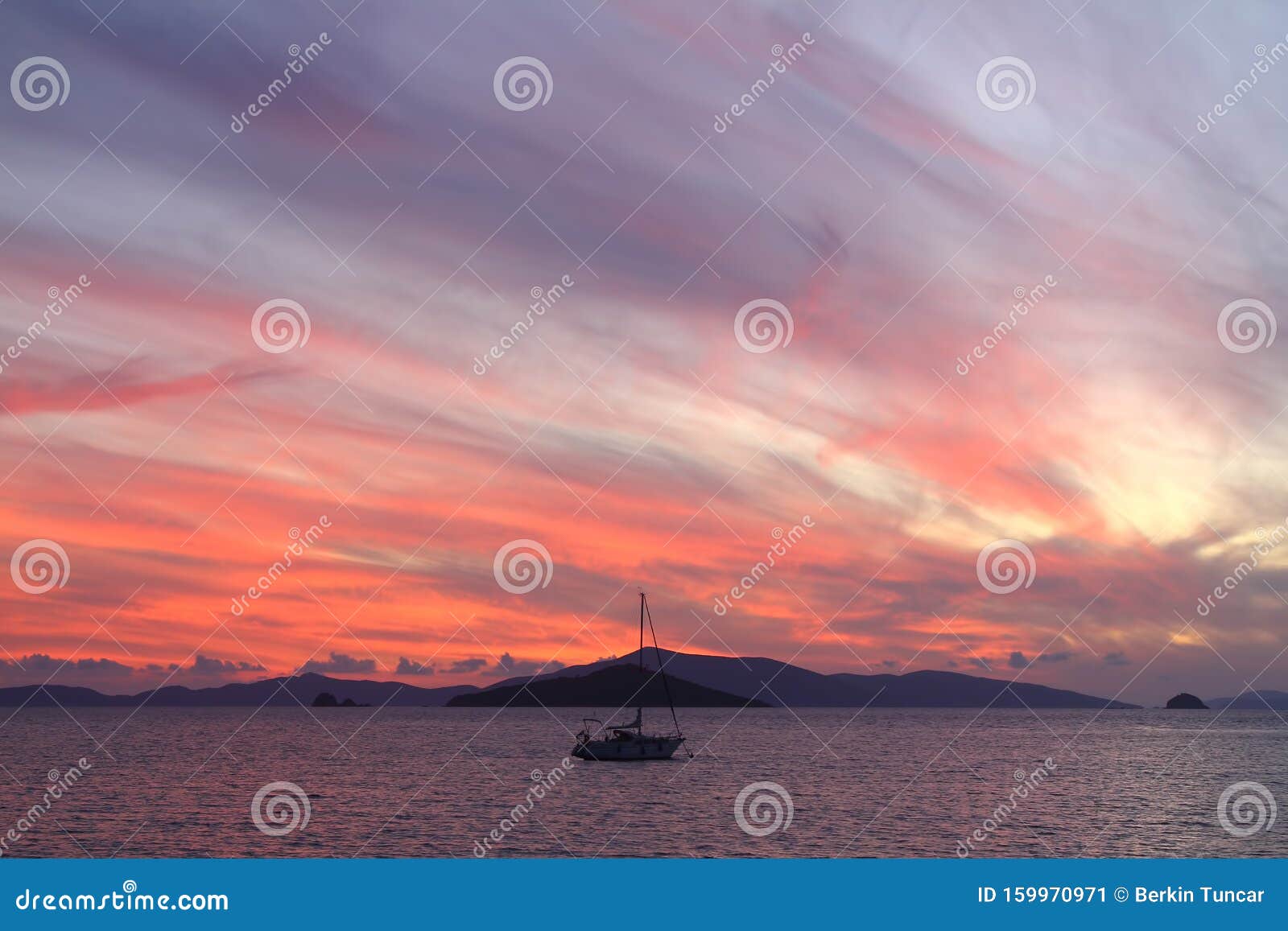 Seaside Town Of Turgutreis And Spectacular Sunsets Stock Image Image