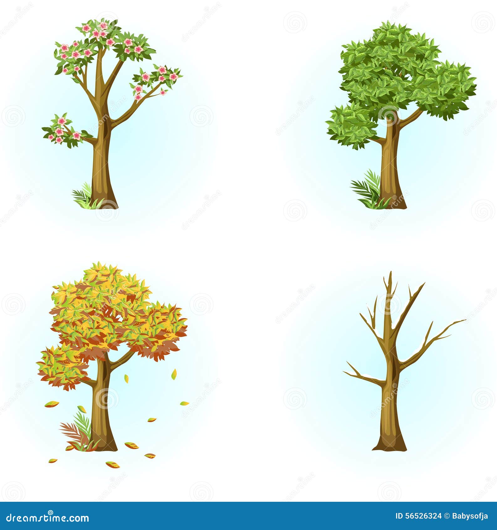 4_Season, árbol, Otoño, Invierno, Nieve, árbol Florece, Salta, árbol De Hoja  Caduca Ilustración del Vector - Ilustración de invierno, hoja: 56526324