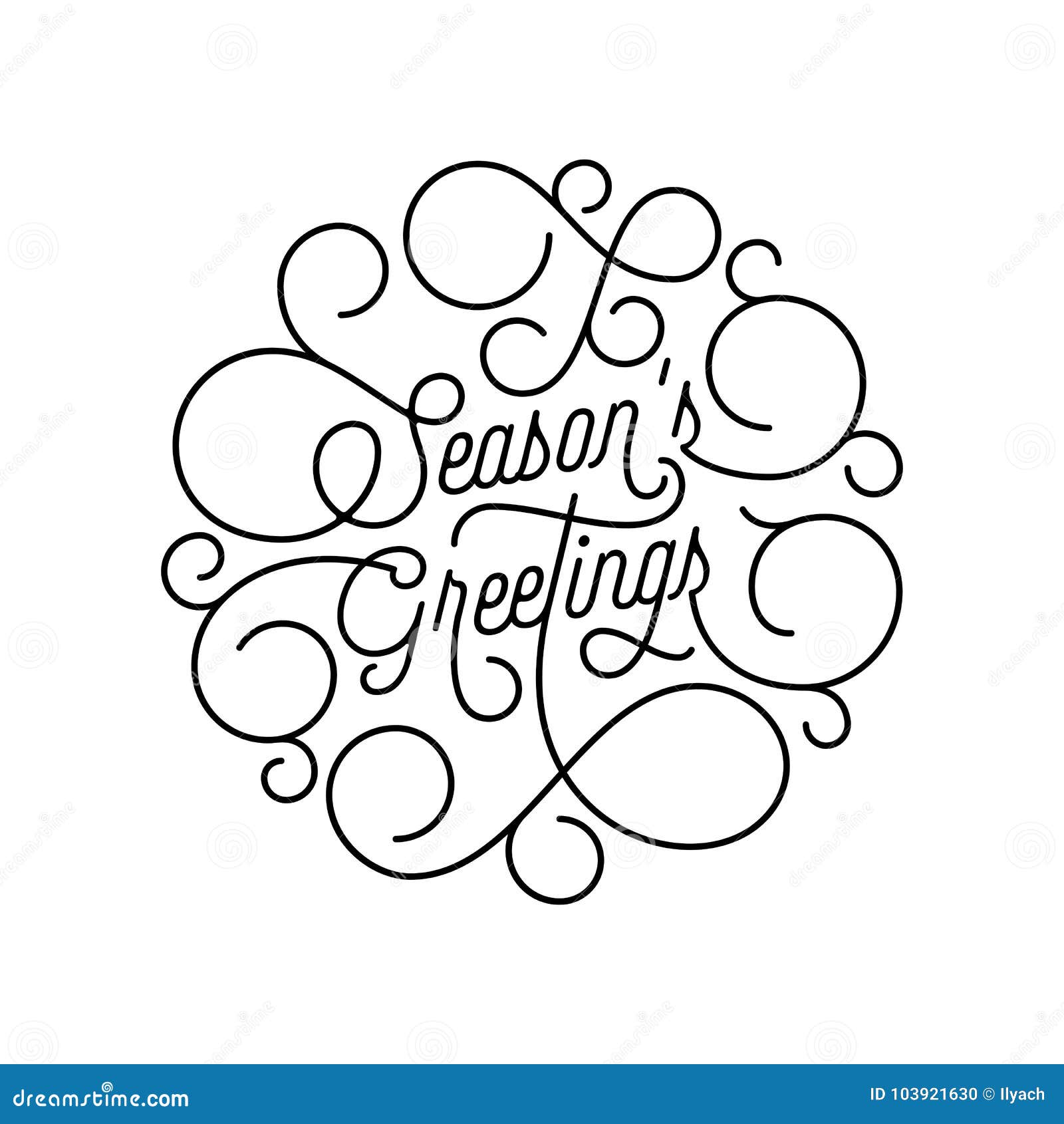 season greetings flourish calligraphy lettering of swash line typography for greeting card