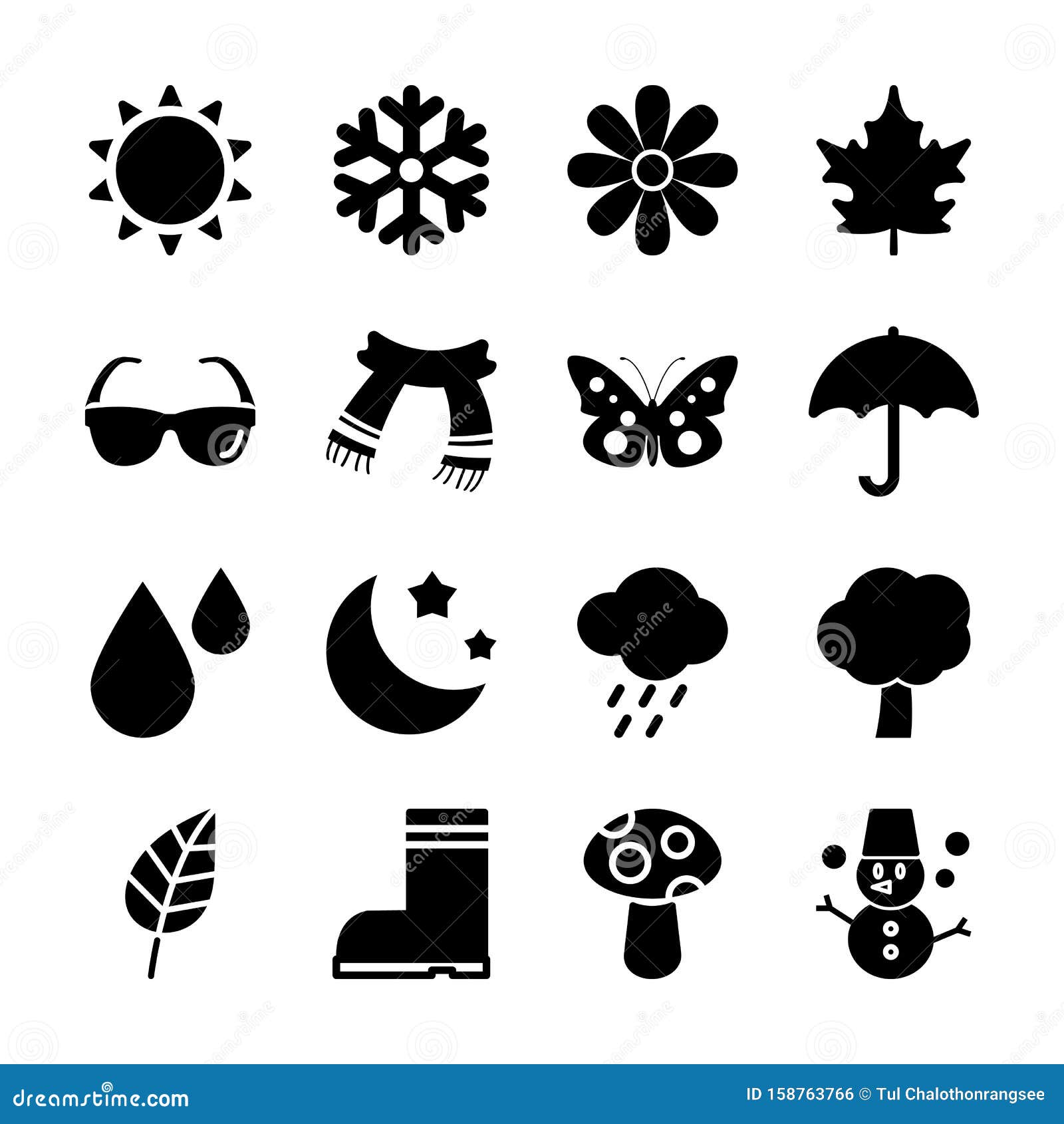 Download Season solid icons stock vector. Illustration of natural ...