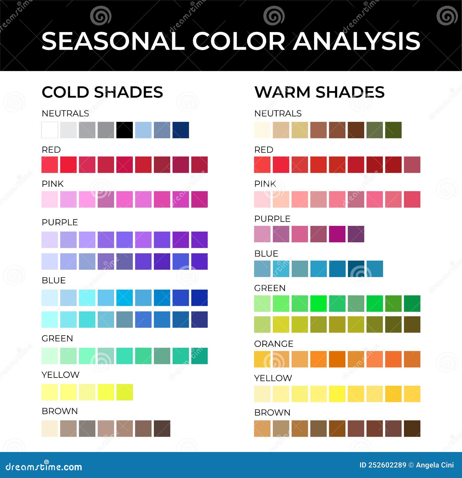 Seasonal Color Analysis Palette with Best Colors for Winter