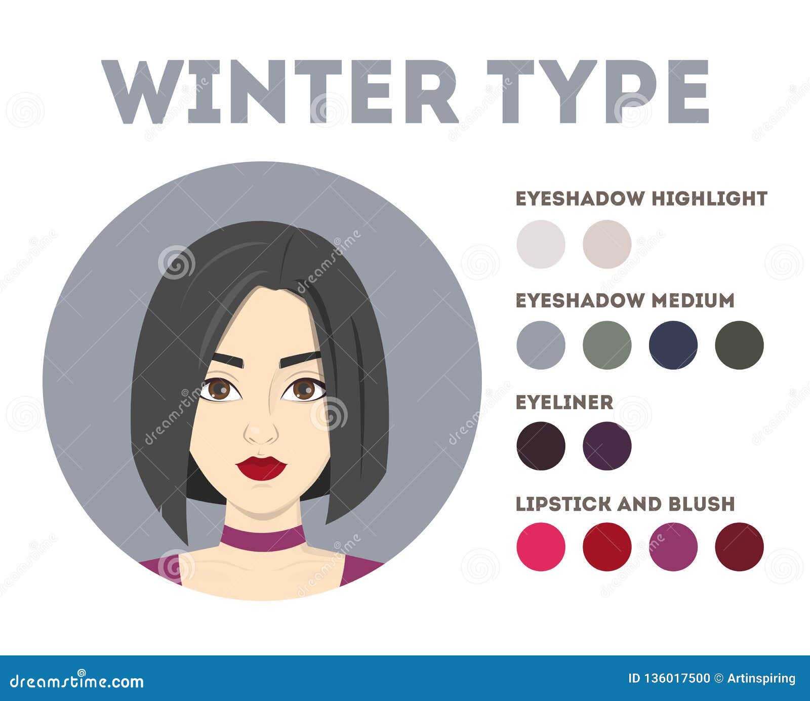 Seasonal Color Analysis. Winter Type. Brochure for Women Stock Vector ...