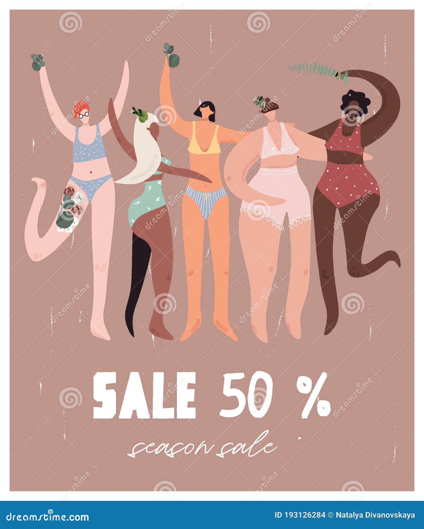 Seasonal Sale, Discounts. Poster with Multicultural Models Women in  Underwear for Seasonal Discounts and Sales. Body Positive. Stock Vector -  Illustration of plus, body: 193126284