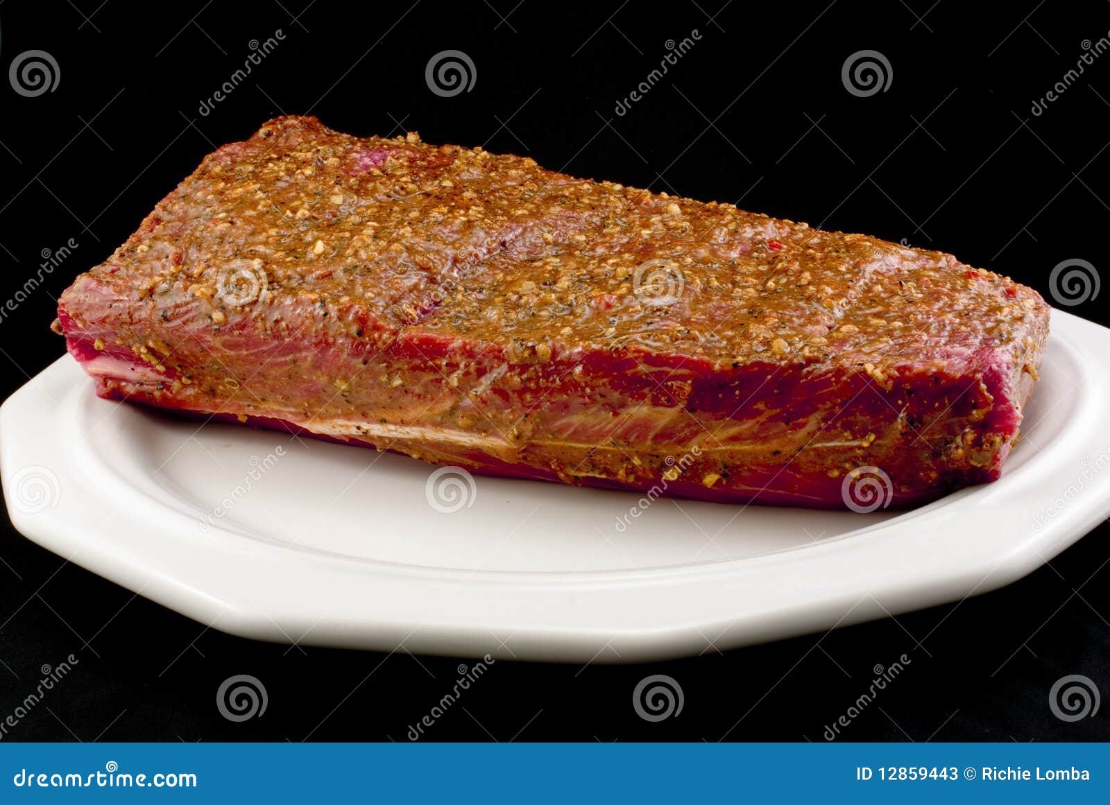 Seasoned Beef stock image. Image of black, isolated, plate 12859443