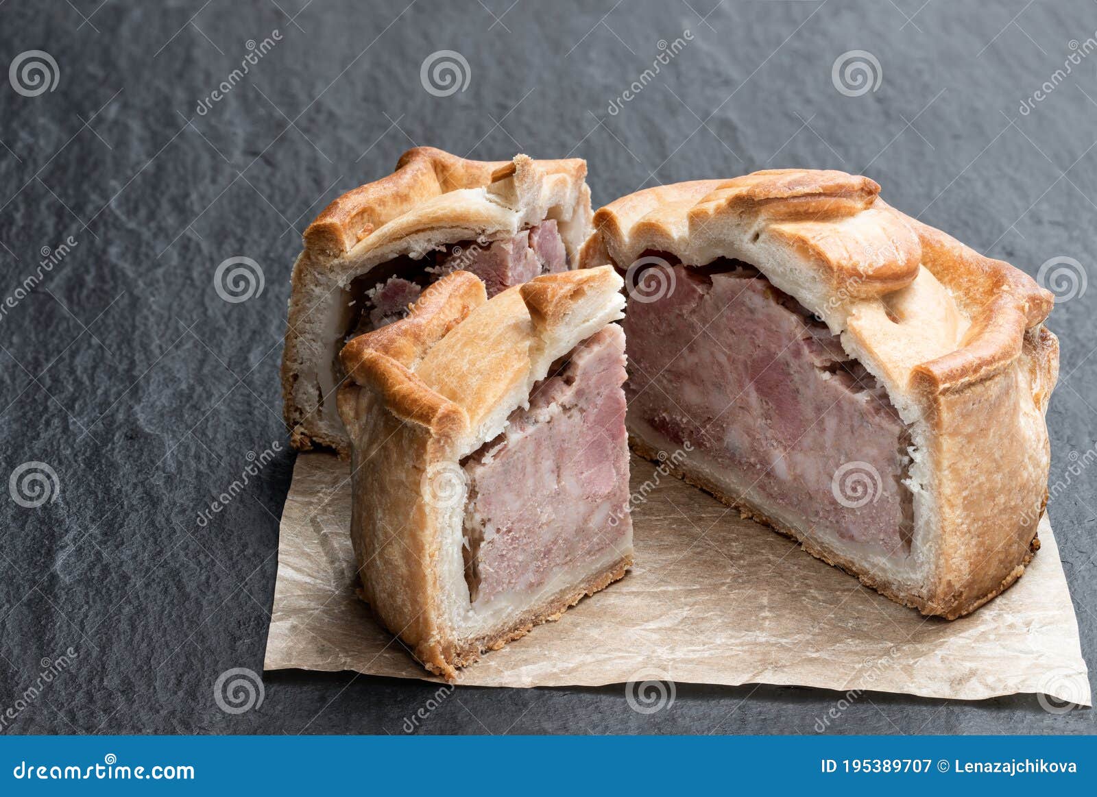 Seasoned Cured Pork and Ham Pie on Stone Background Stock Image Image