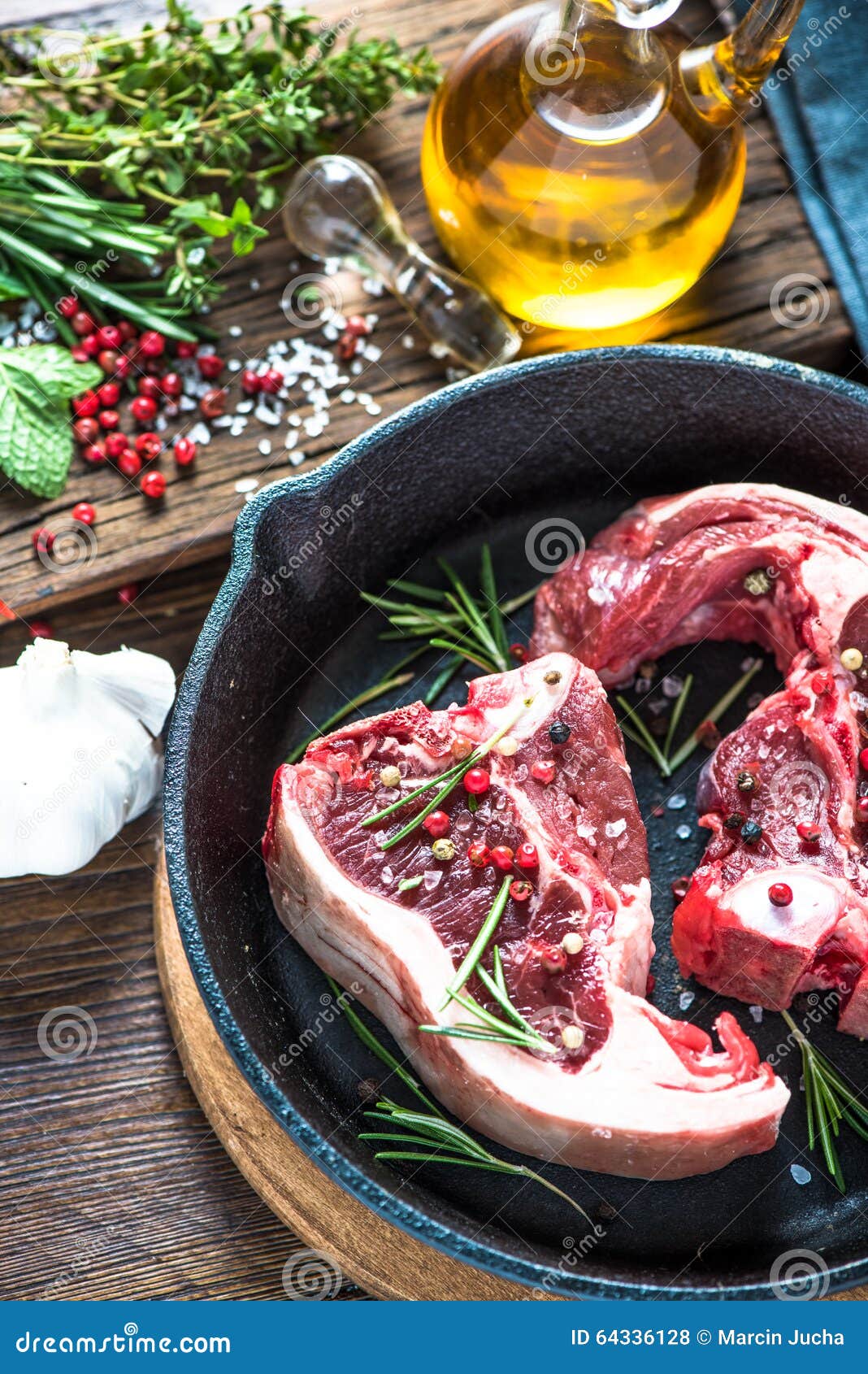 Seasoning Lamb Chops for Frying Stock Photo Image of kitchen, garlic