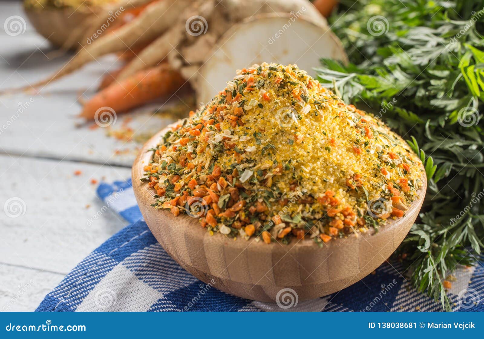 Seasoning spices condiment vegeta from dehydrated carrot parsley