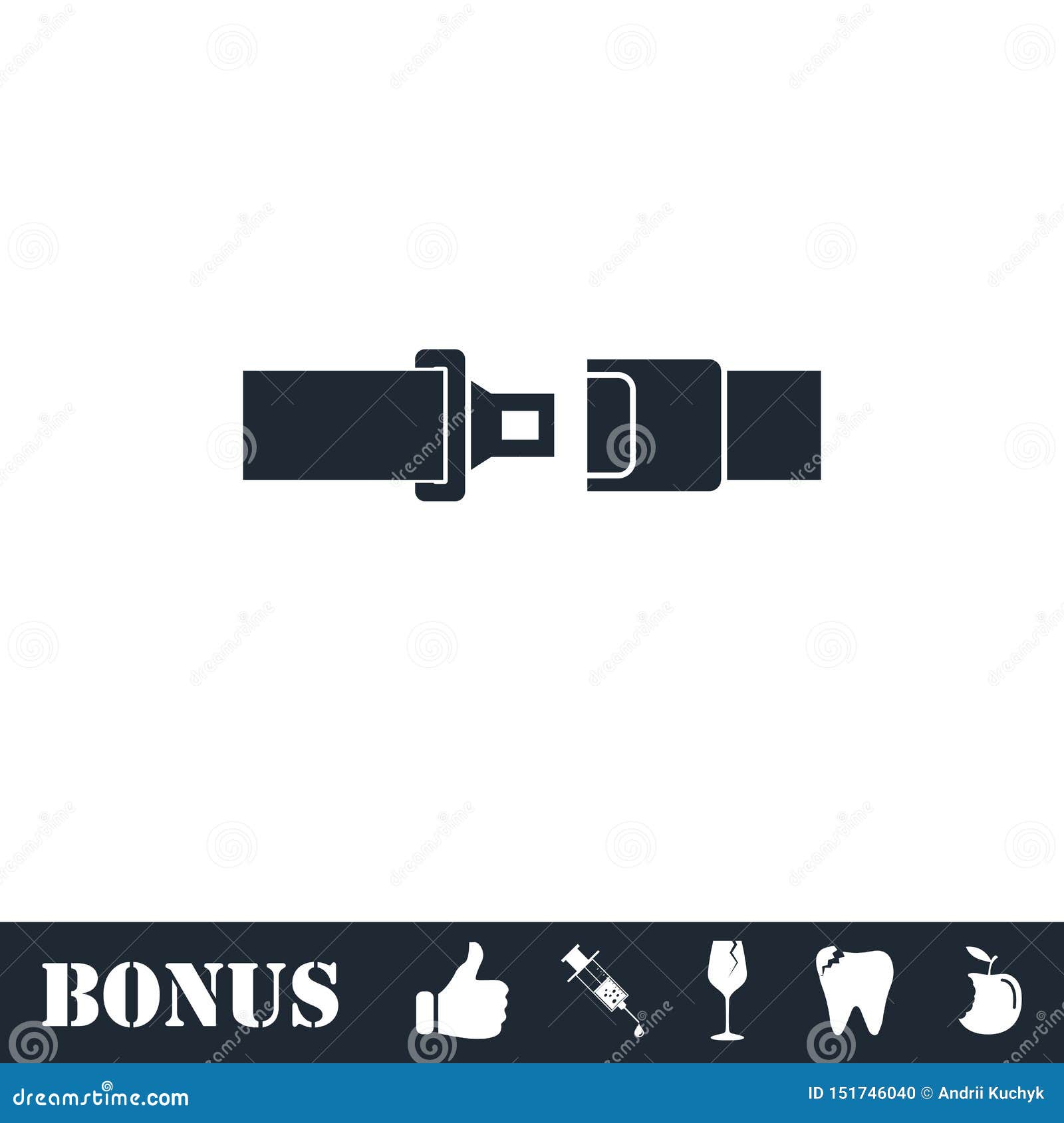 Seat belt icon flat stock vector. Illustration of diagonal - 151746040