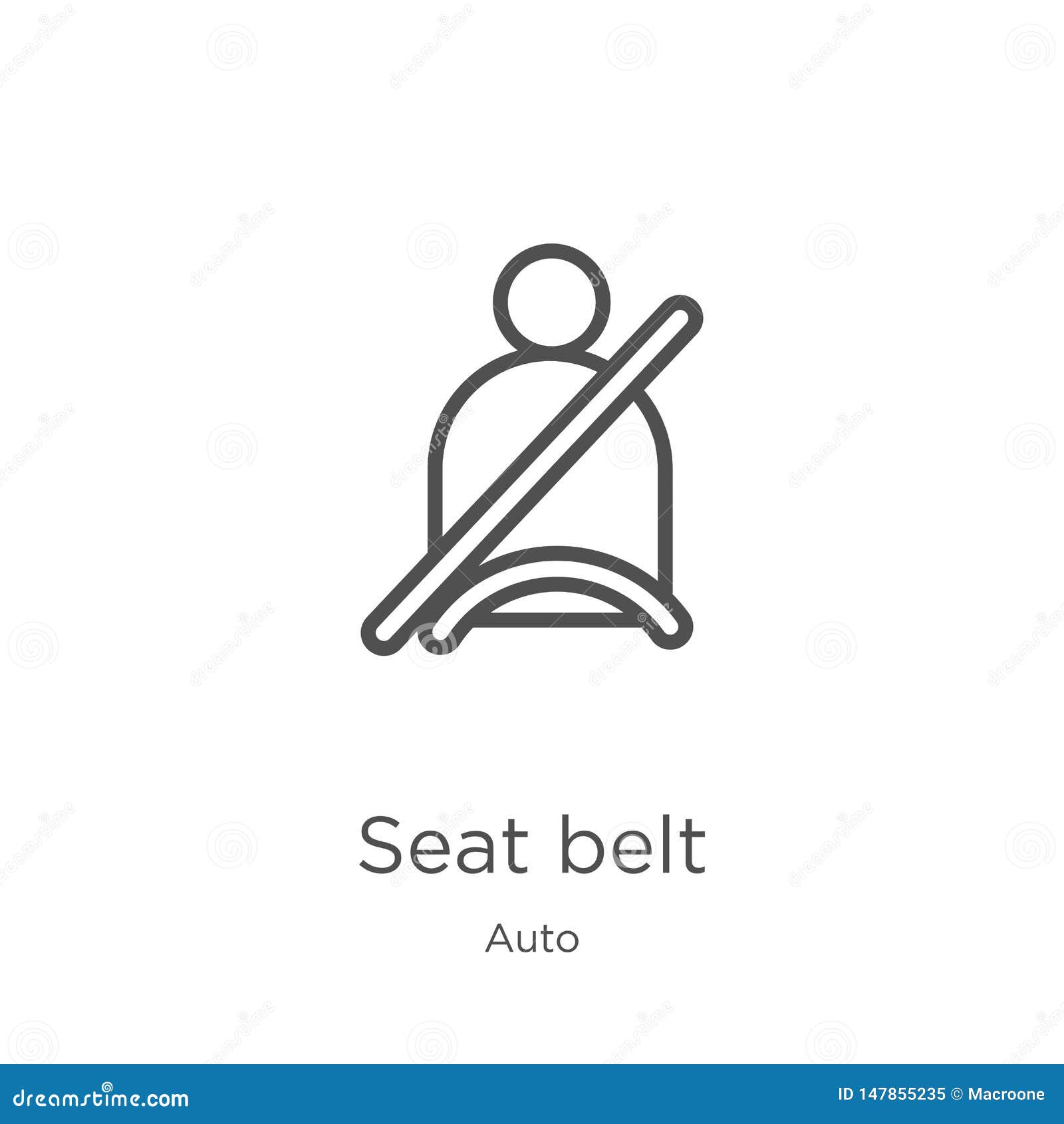 Seat Belt Icon Vector from Auto Collection. Thin Line Seat Belt Outline